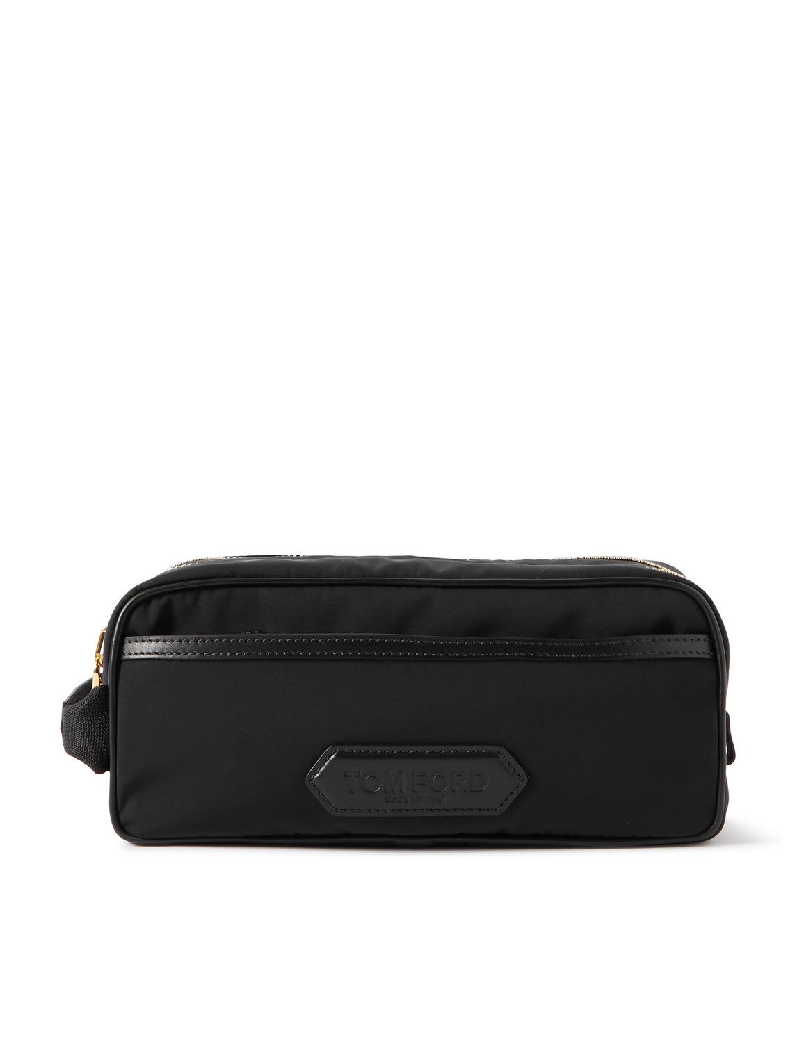 Tom Ford Leather-trimmed Shell Wash Bag In Black