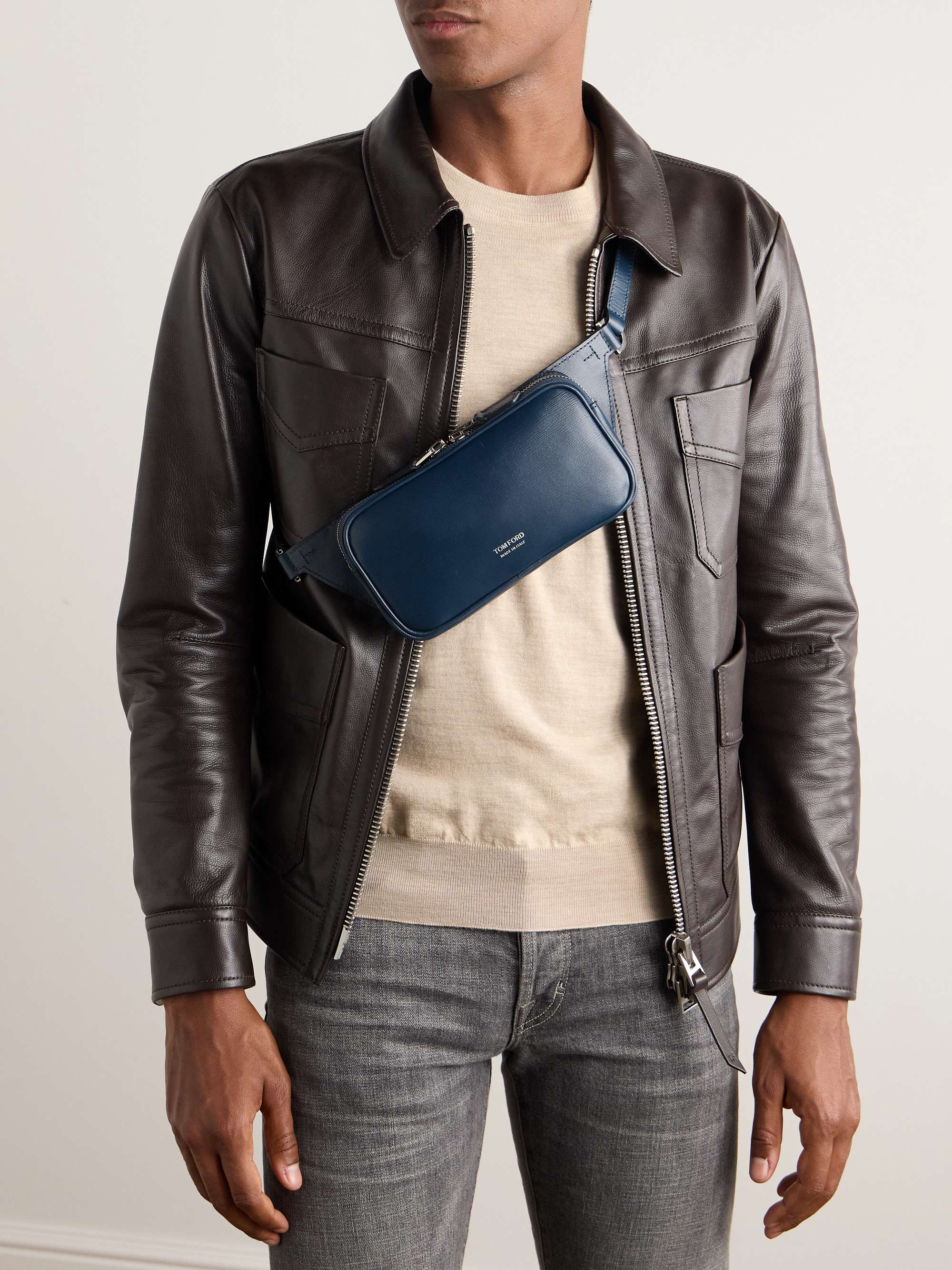 Textured Leather Belt Bag