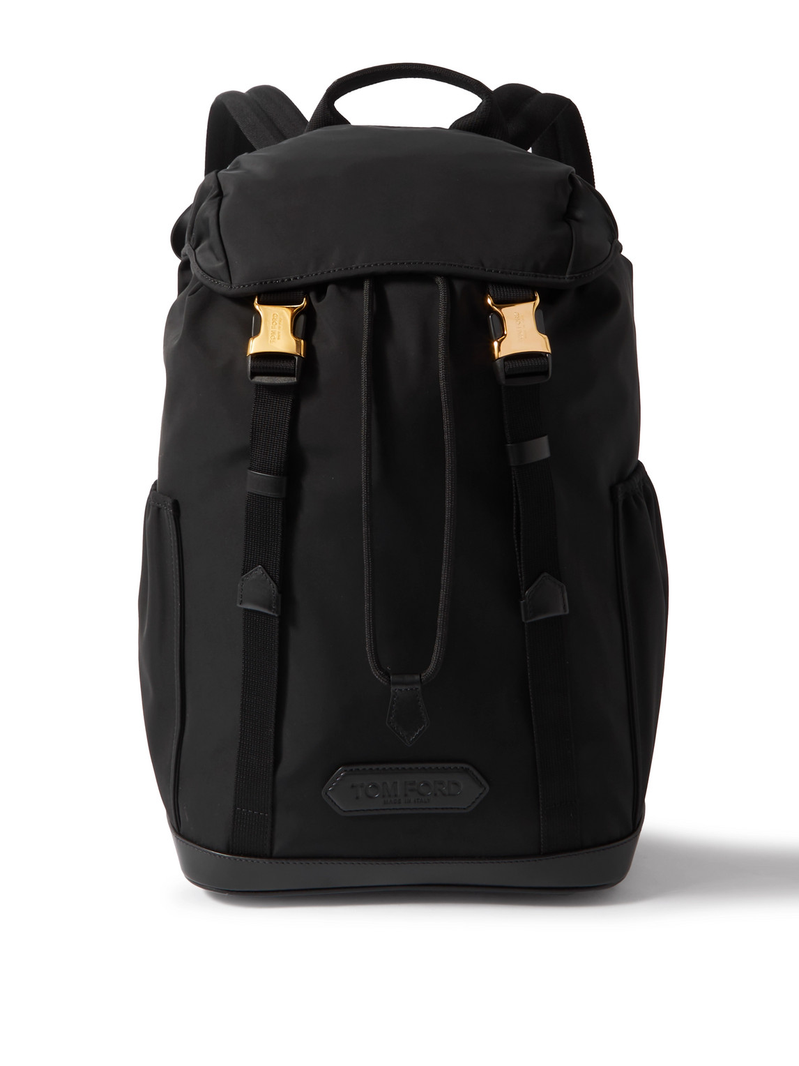 Tom Ford Leather-trimmed Logo-appliquèd Nylon Backpack In Black