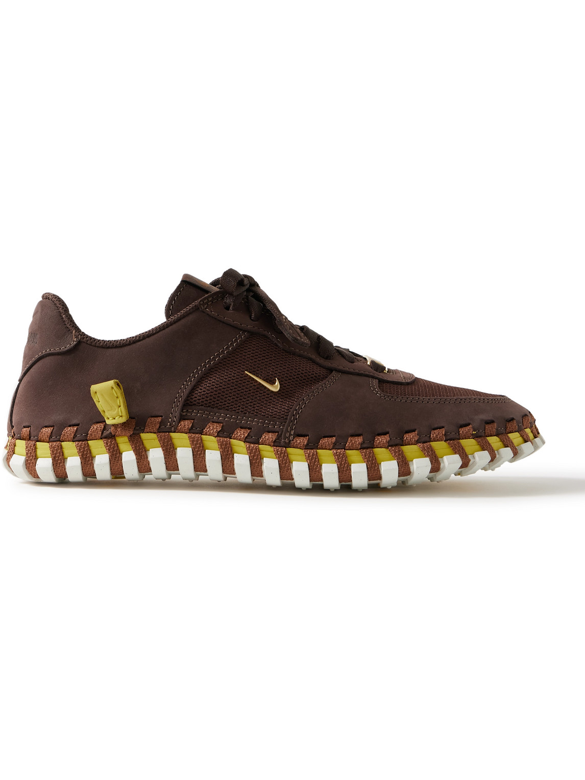 Shop Nike Jacquemus J Force 1 Low Lx Sp Suede And Embellished Mesh Sneakers In Brown