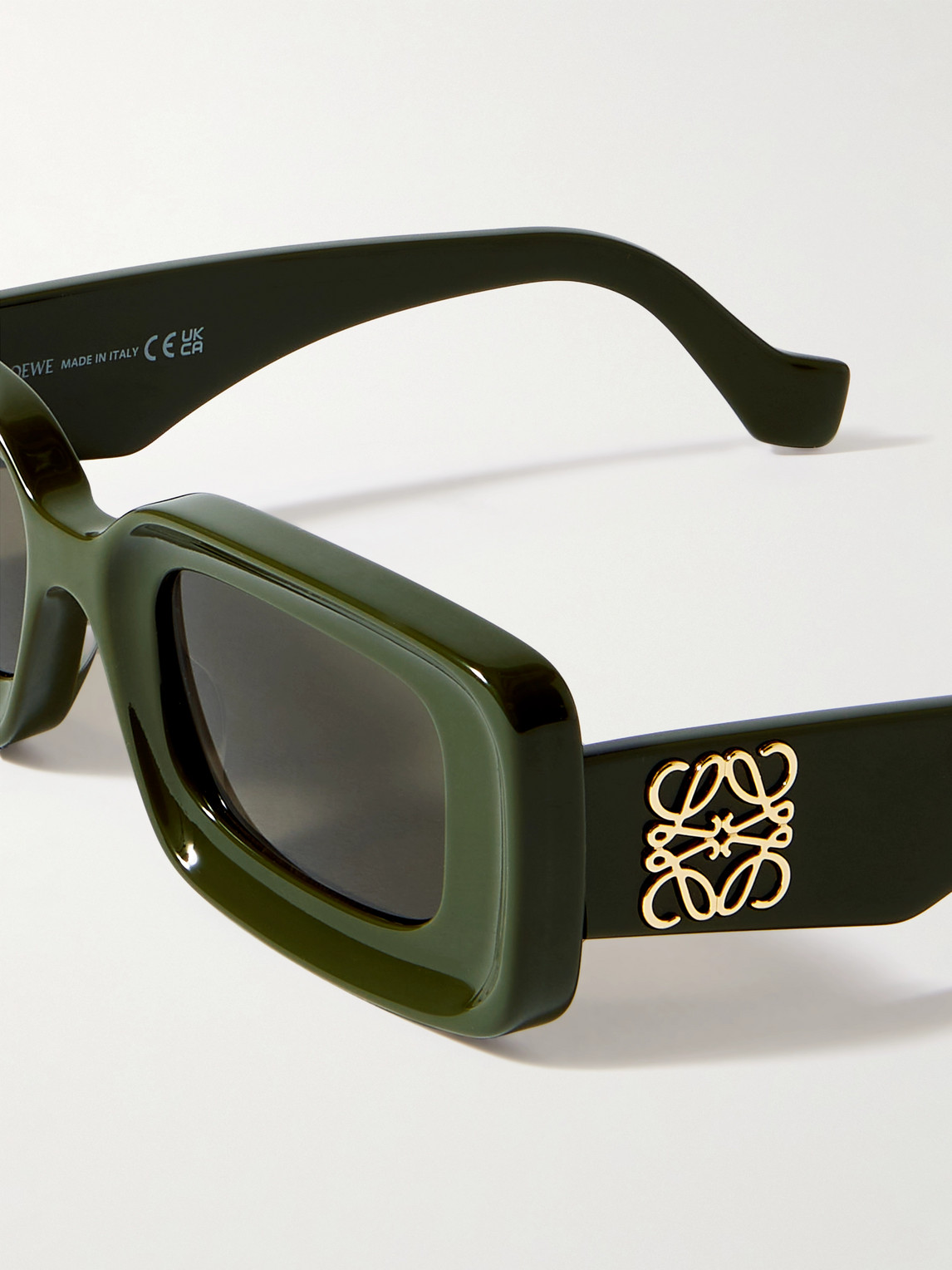 Shop Loewe Anagram Rectangular-frame Acetate Sunglasses In Green