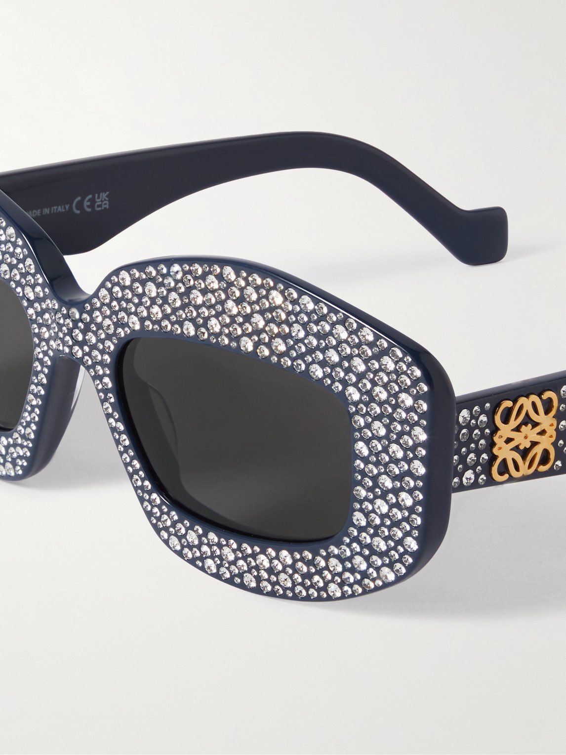 Shop Loewe D-frame Crystal-embellished Acetate Sunglasses In Blue