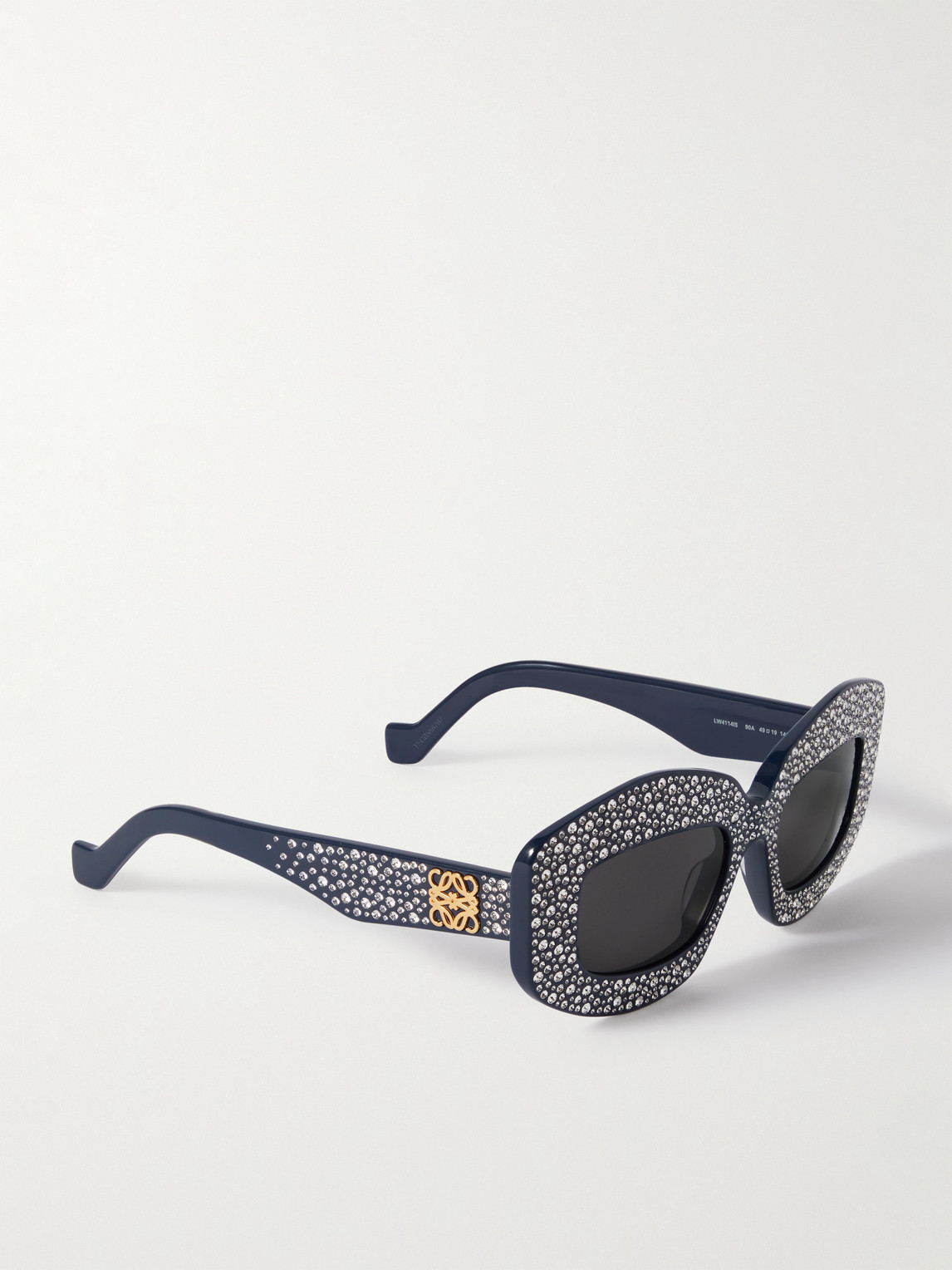 Shop Loewe D-frame Crystal-embellished Acetate Sunglasses In Blue