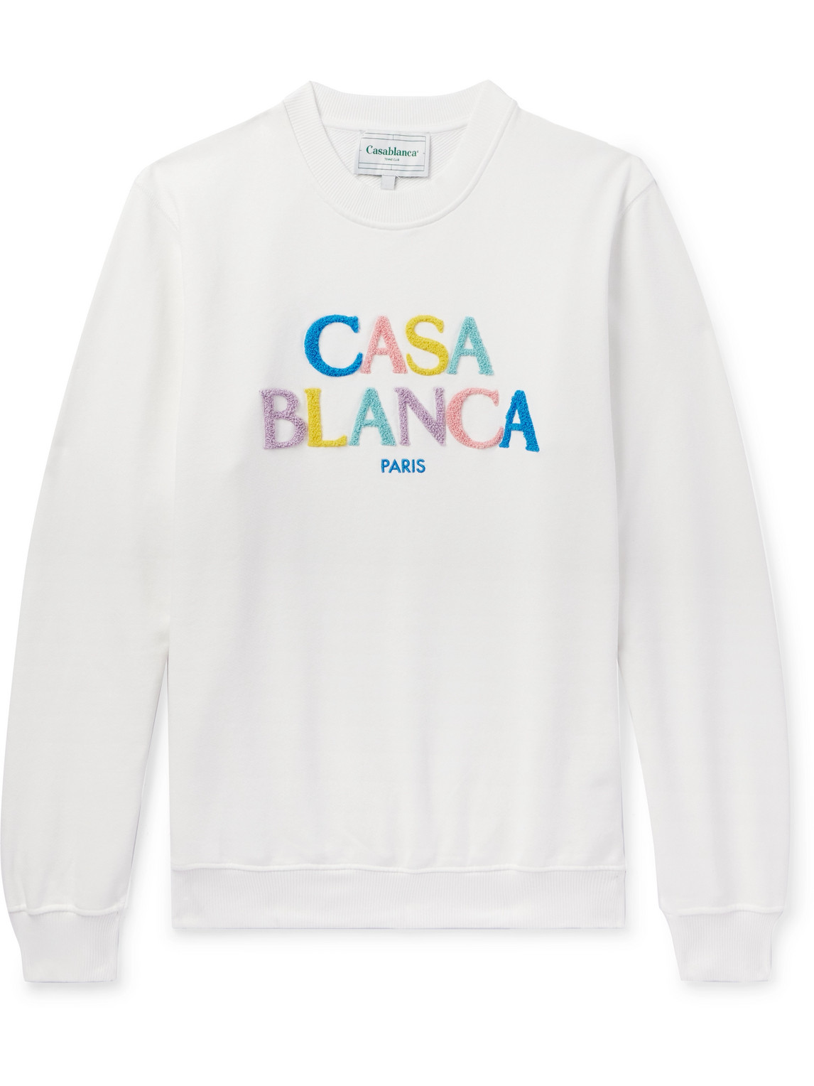 Casablanca Logo-flocked Organic Cotton-terry Sweatshirt In White