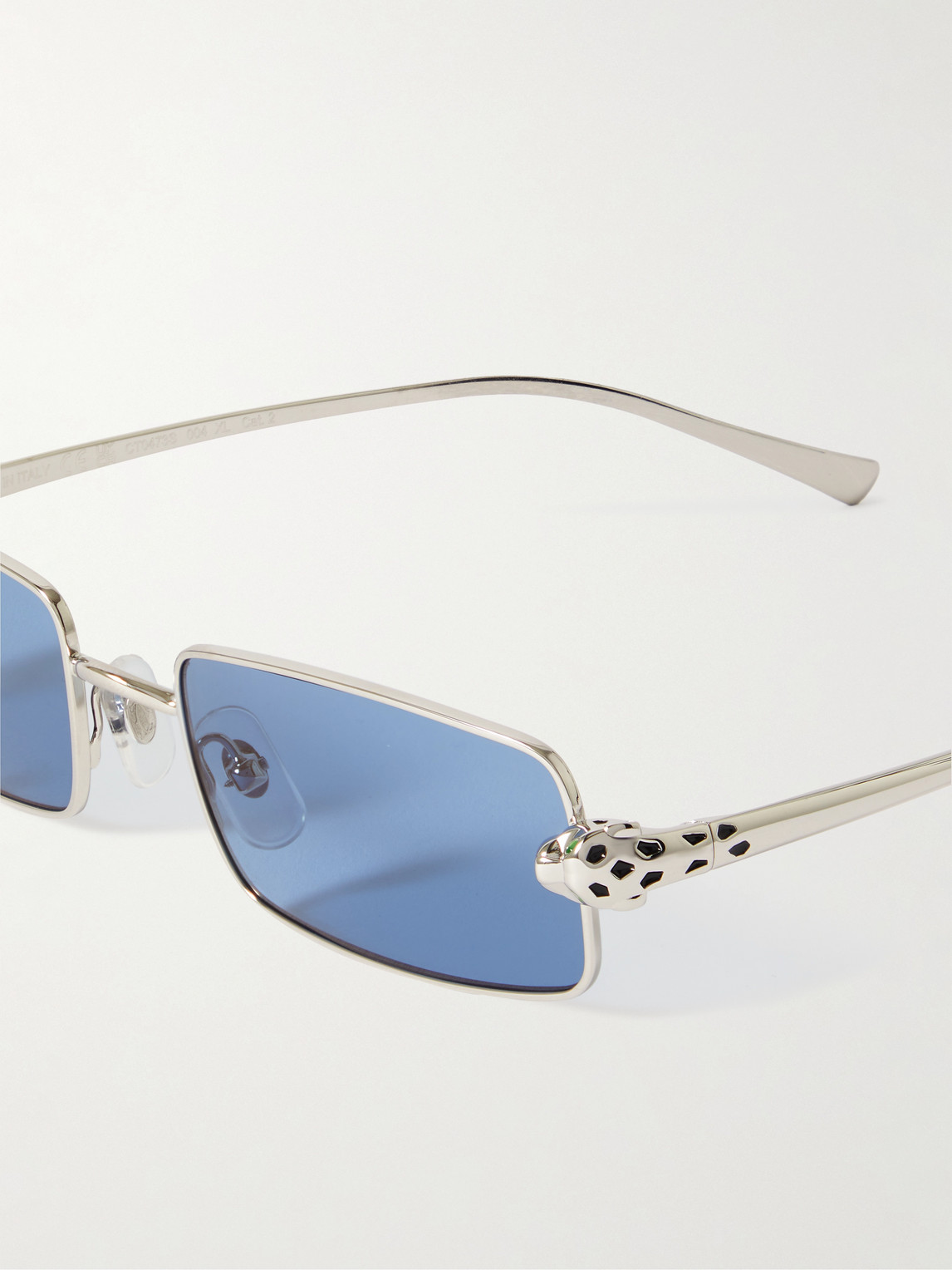 Shop Cartier Panthère De  Rectangle-frame Silver-tone Sunglasses