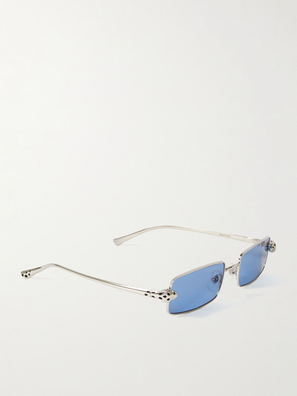 Shop Cartier Panthère De  Rectangle-frame Silver-tone Sunglasses