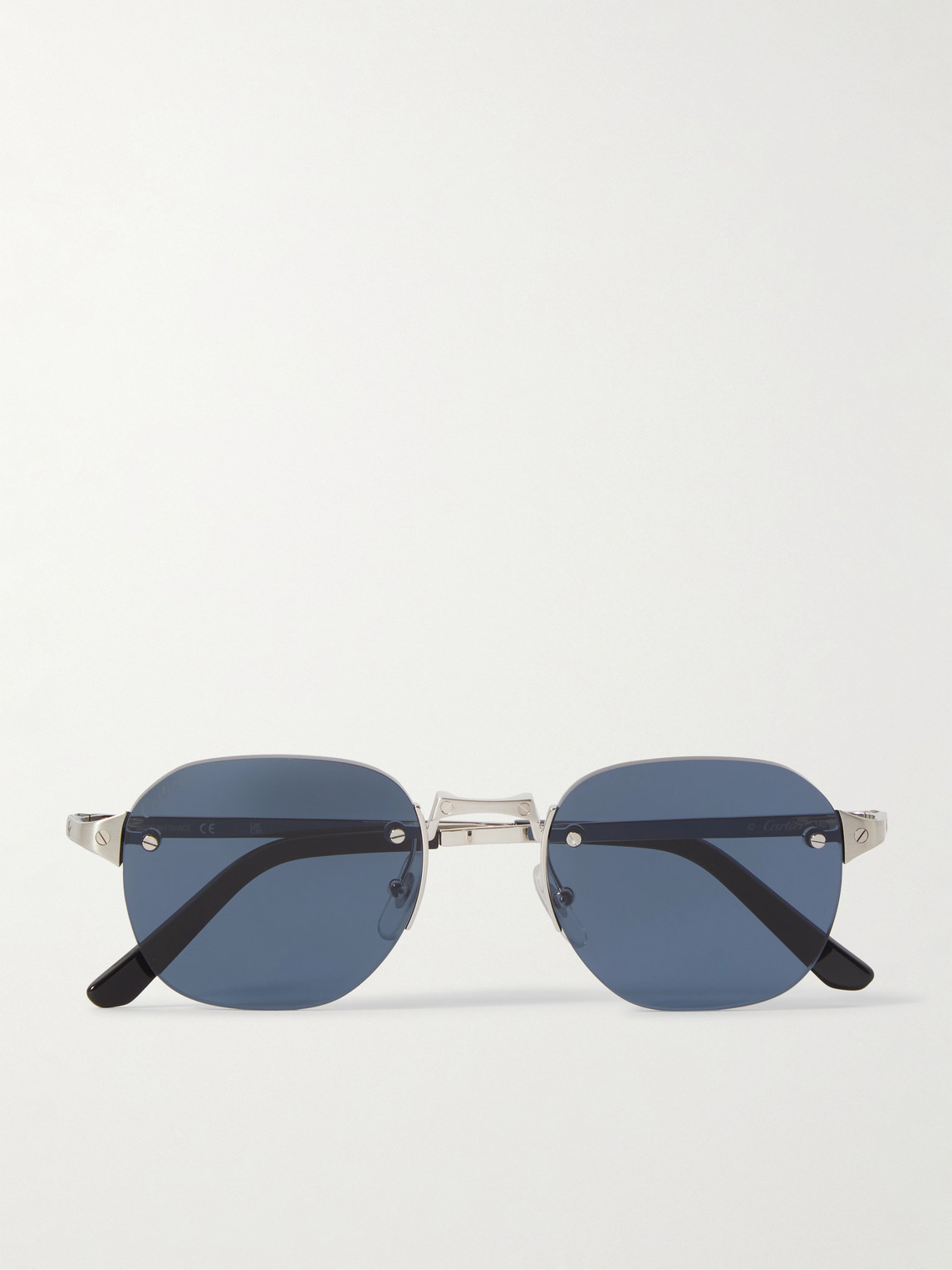 Cartier Eyewear Santos de Cartier Rimless Oval-Frame Silver-Tone Sunglasses - Men