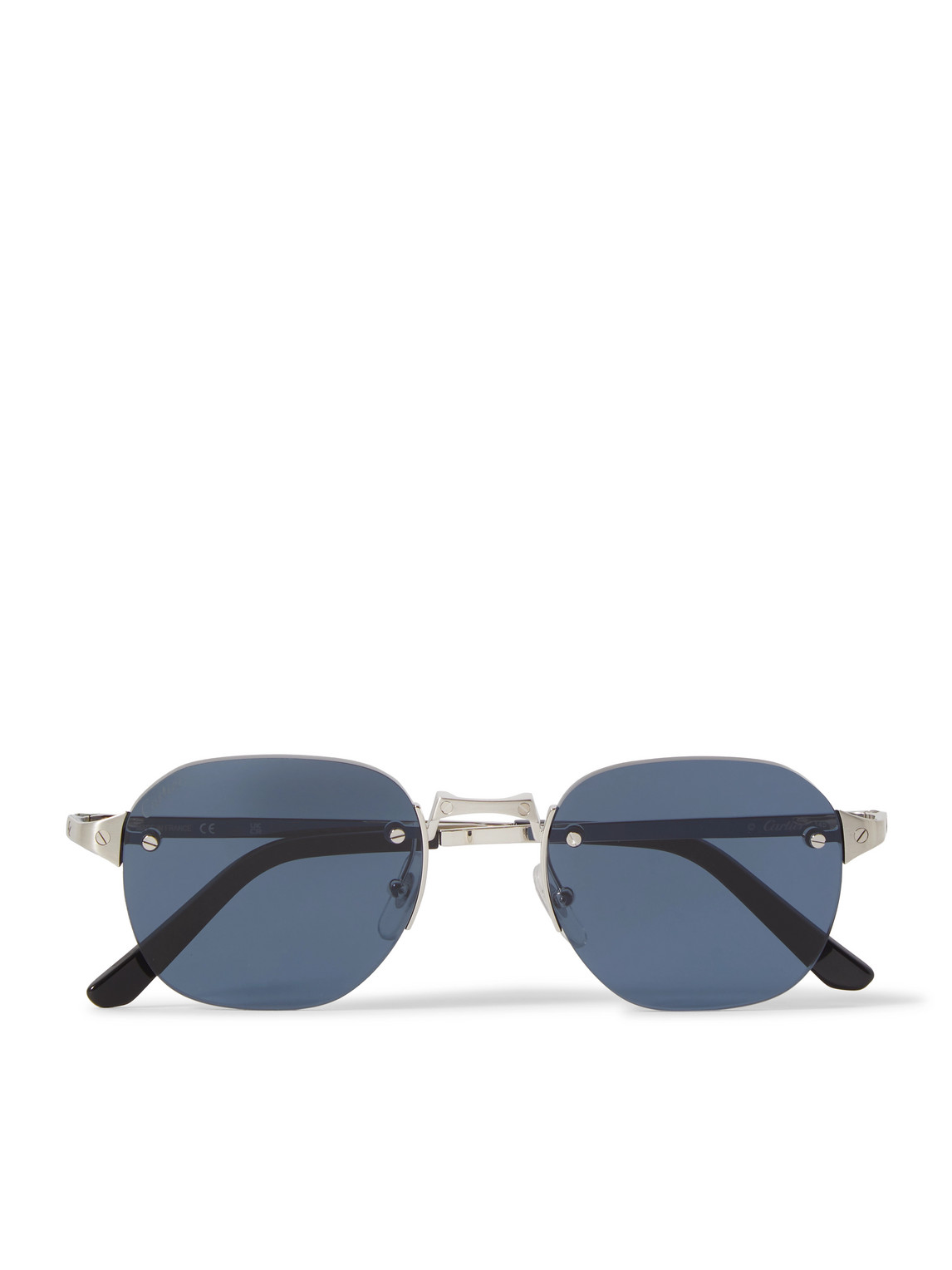 Cartier Santos De  Rimless Oval-frame Silver-tone Sunglasses