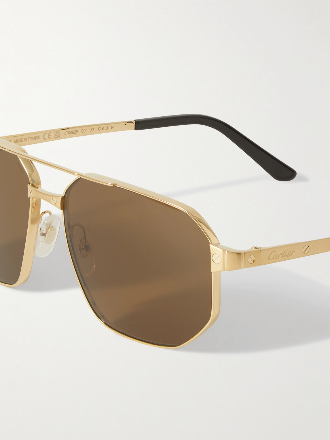 Shop Cartier Santos De  Aviator-style Gold-tone Sunglasses