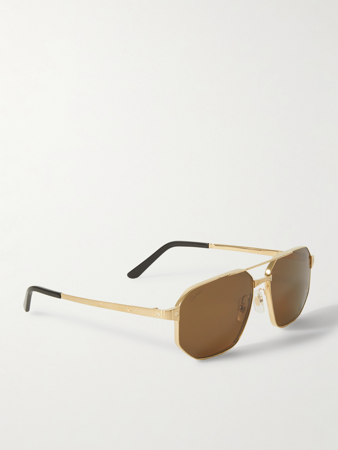 Shop Cartier Santos De  Aviator-style Gold-tone Sunglasses