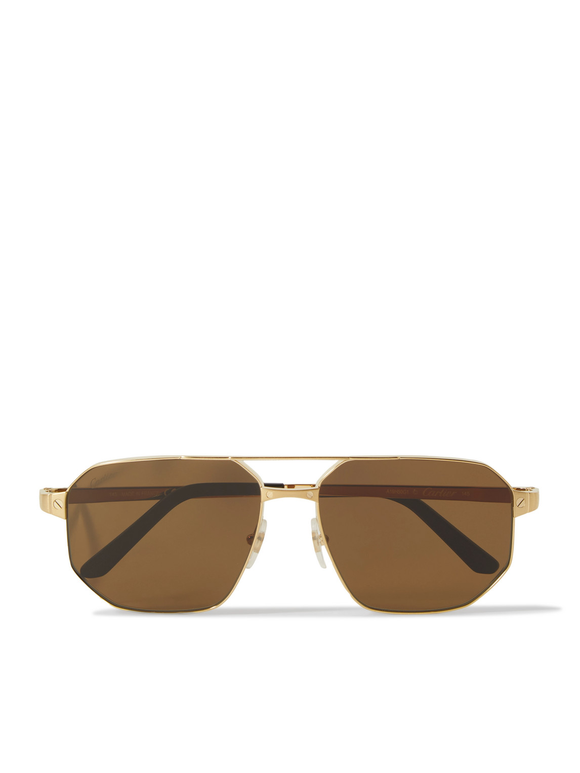 Cartier Santos De  Aviator-style Gold-tone Sunglasses