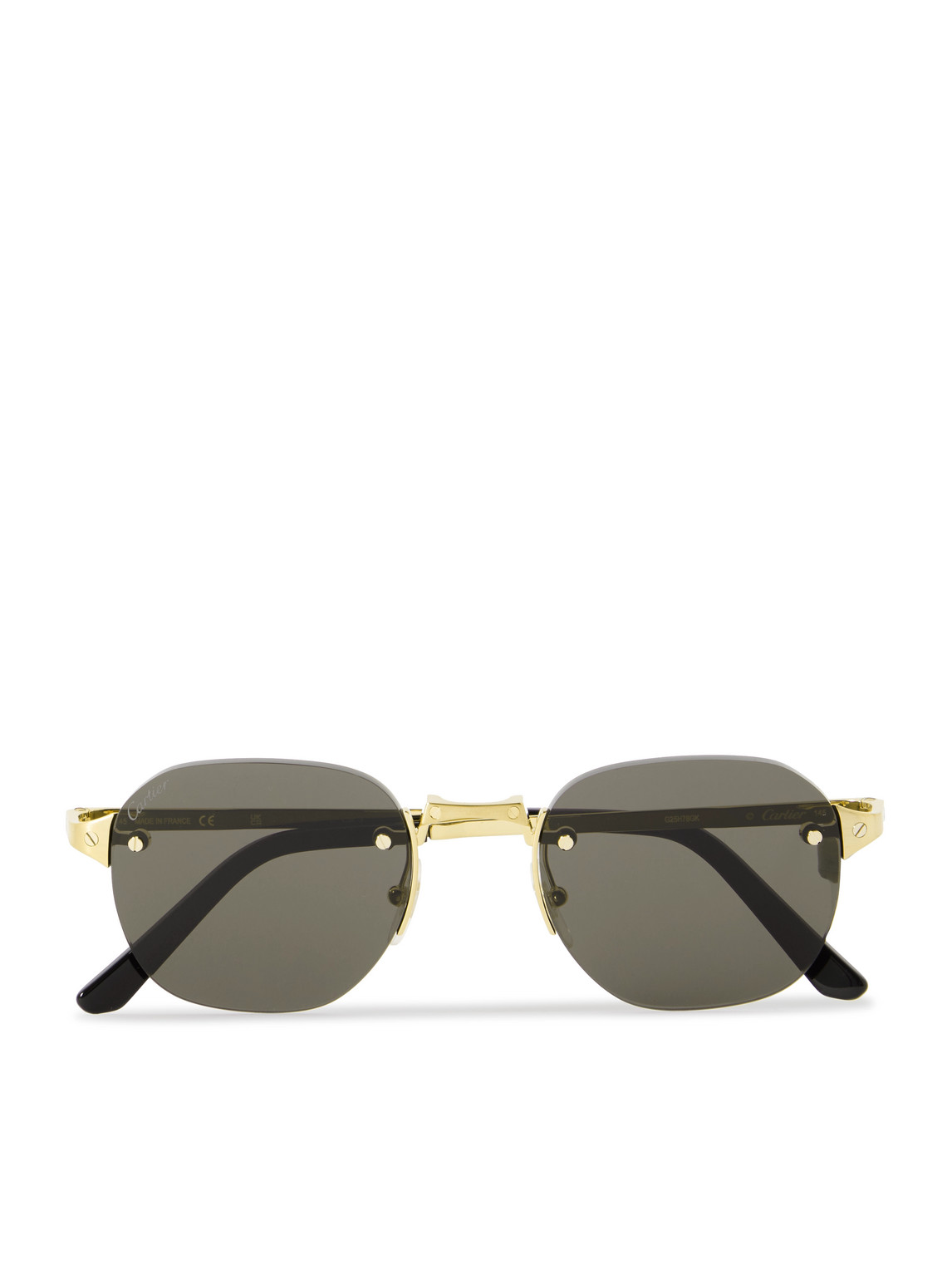 Cartier Santos De  Rimless Oval-frame Gold-tone Sunglasses