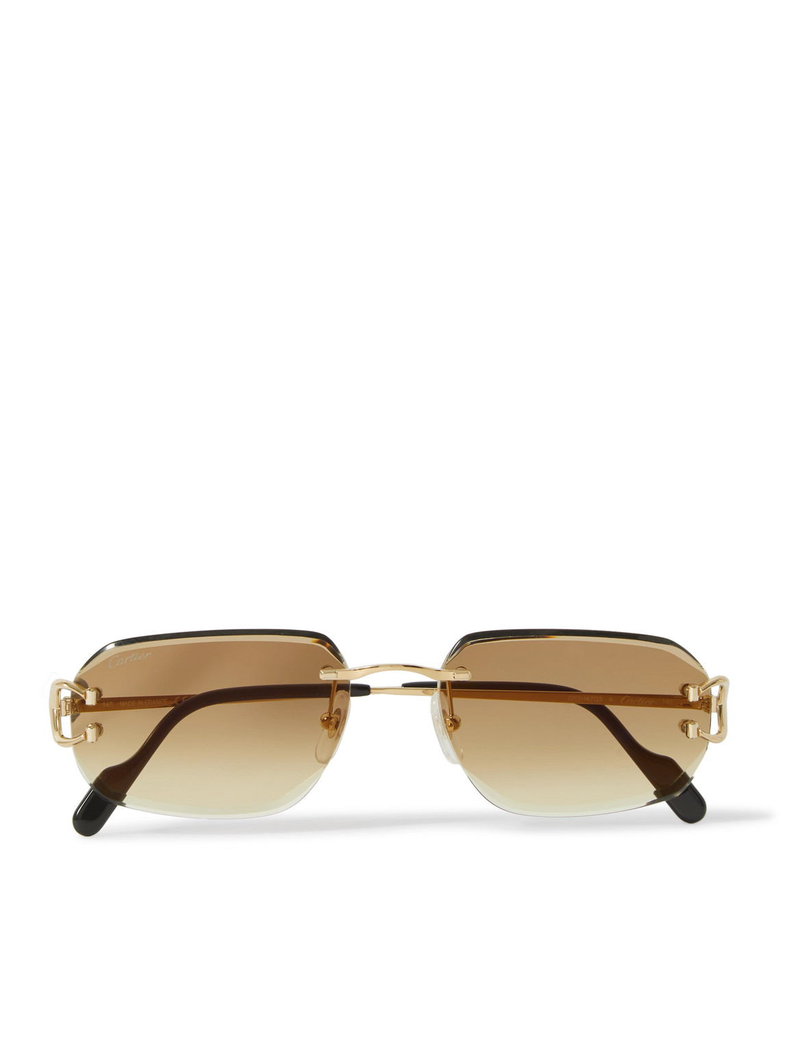 Signature C Rimless Rectangular-Frame Gold-Tone Sunglasses