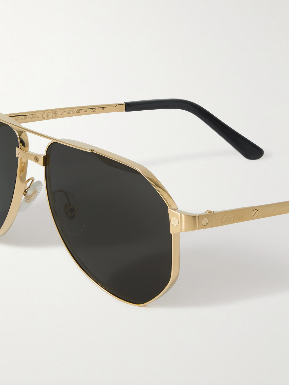 Shop Cartier Santos De  Aviator-style Gold-tone Sunglasses