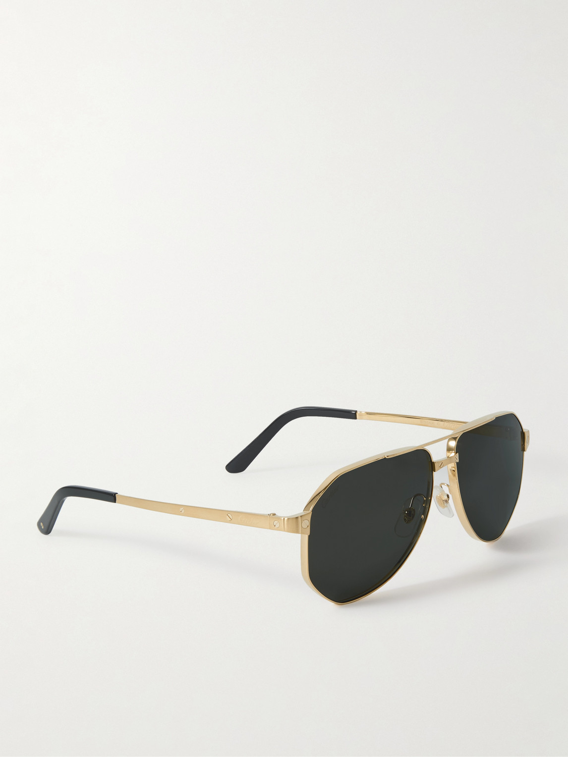 Shop Cartier Santos De  Aviator-style Gold-tone Sunglasses