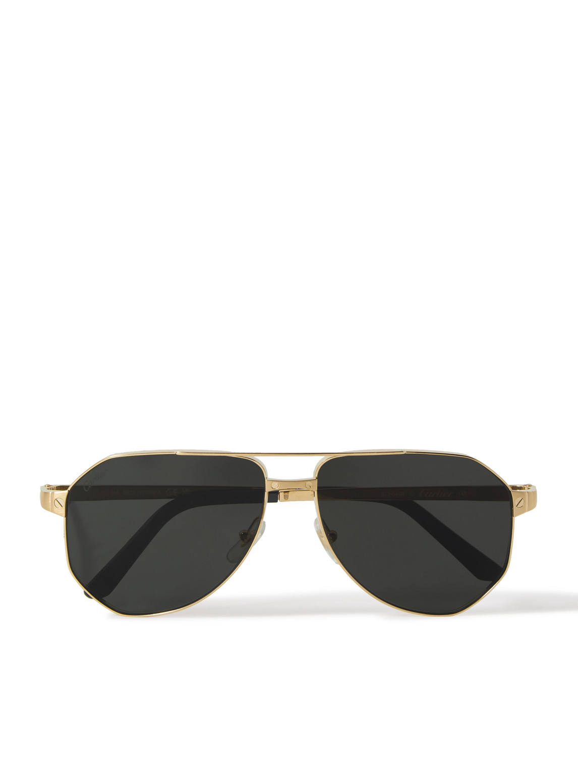 Cartier Santos De  Aviator-style Gold-tone Sunglasses