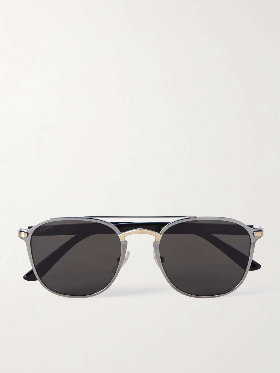 Cartier Eyewear Aviator-Style Gunmetal, Gold-Tone and Acetate Sunglasses - Men
