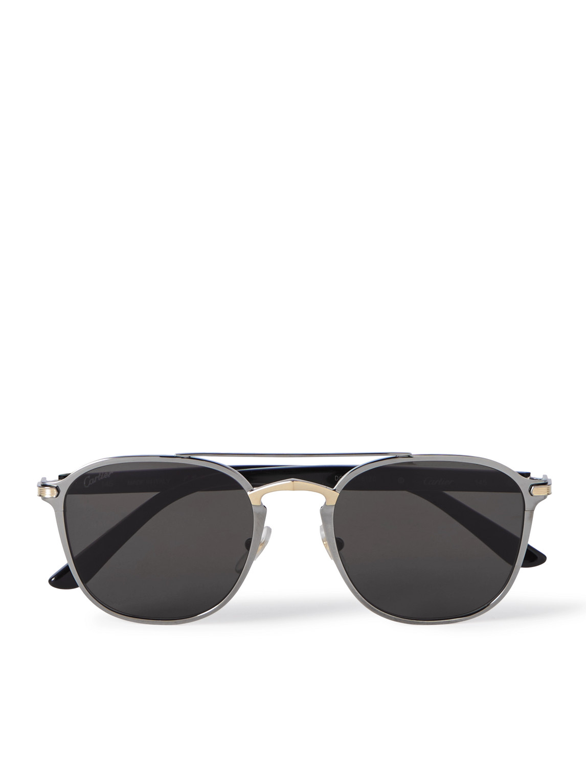 Cartier Aviator-style Gunmetal, Gold-tone And Acetate Sunglasses In Black