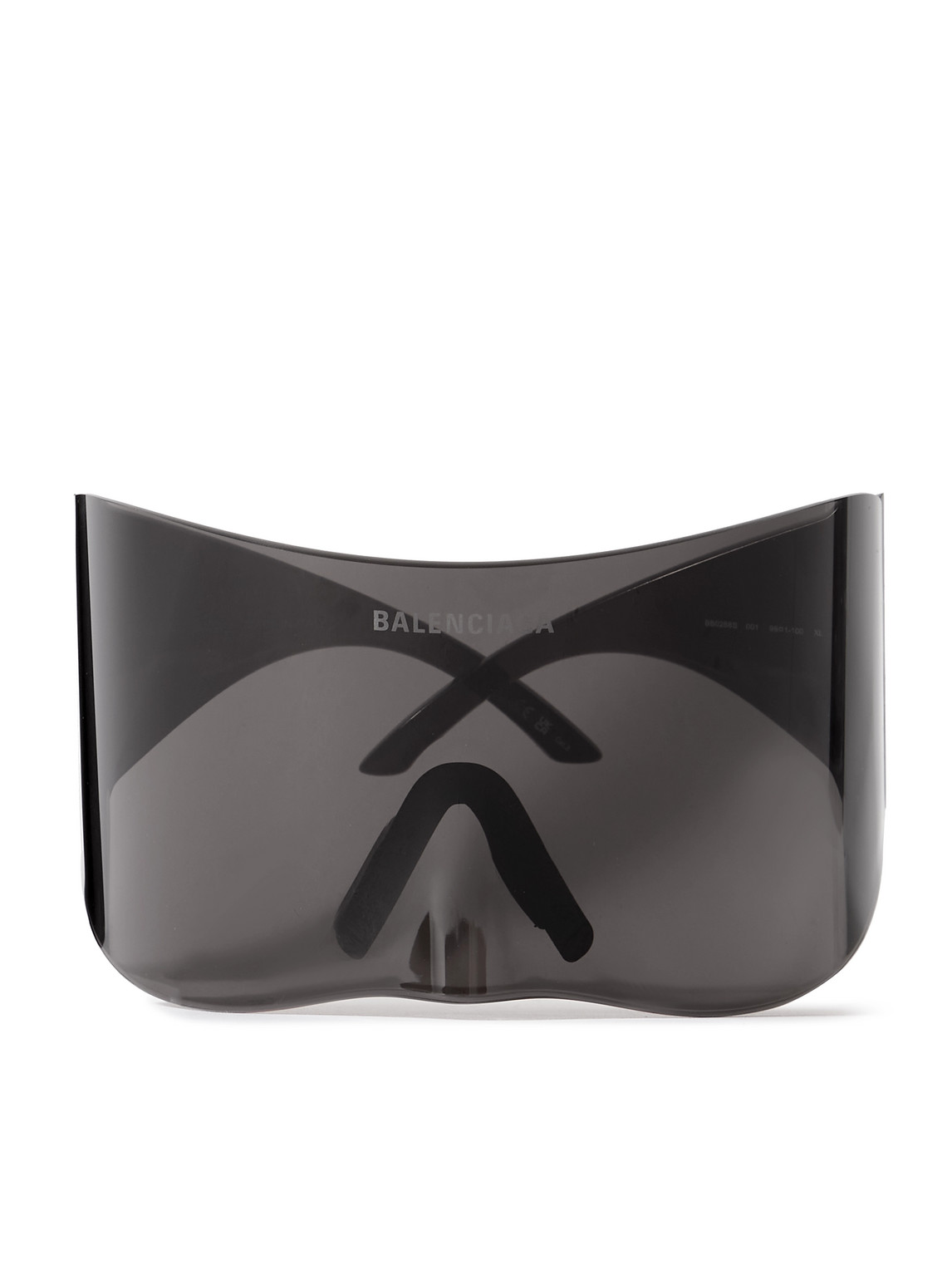 Balenciaga Oversized Rimless Wrap-around Acetate Sunglasses In Gray