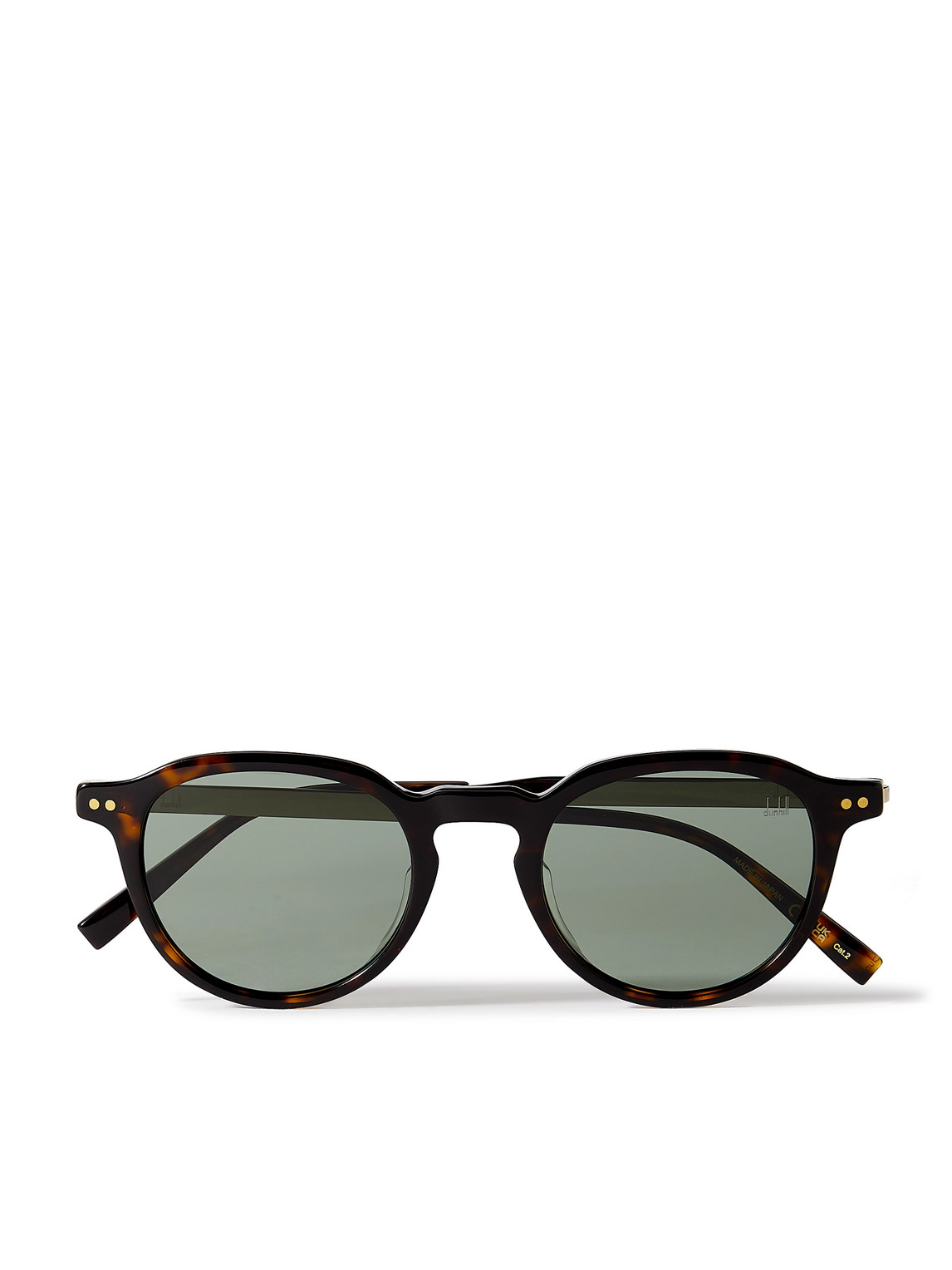 Dunhill Round-frame Tortoiseshell Acetate And Gold-tone Sunglasses In Grey