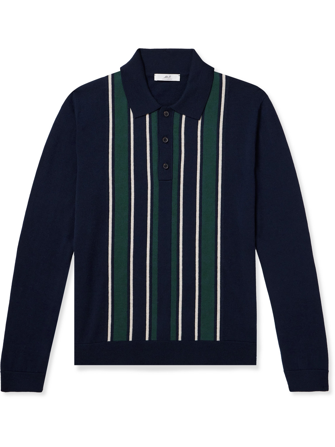 Golf Striped Merino Wool Polo Shirt