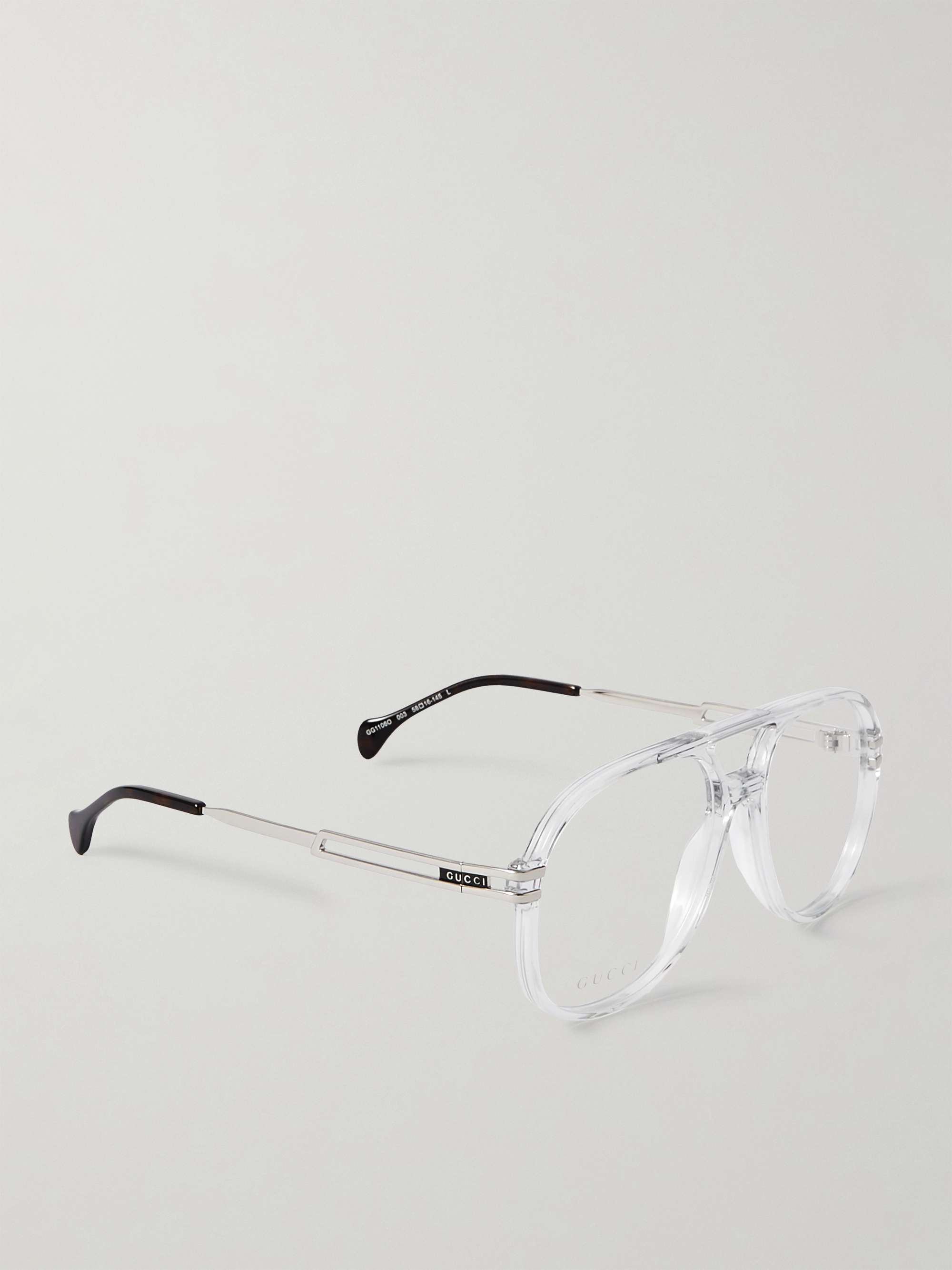 GUCCI EYEWEAR Aviator-Style Acetate and Gold-Tone Optical Glasses