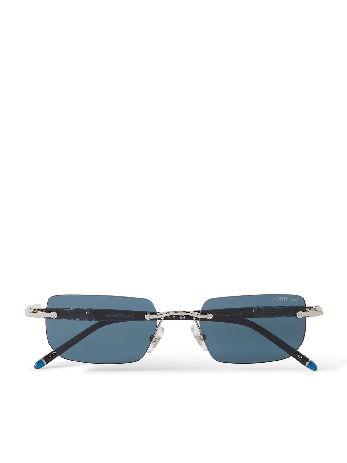 Montblanc Meisterstück Rimless Rectangular-frame Silver-tone And Acetate Sunglasses