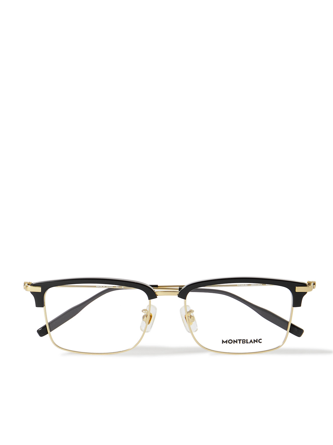 Montblanc Snowcap Square-frame Acetate And Gold-tone Optical Glasses In Black