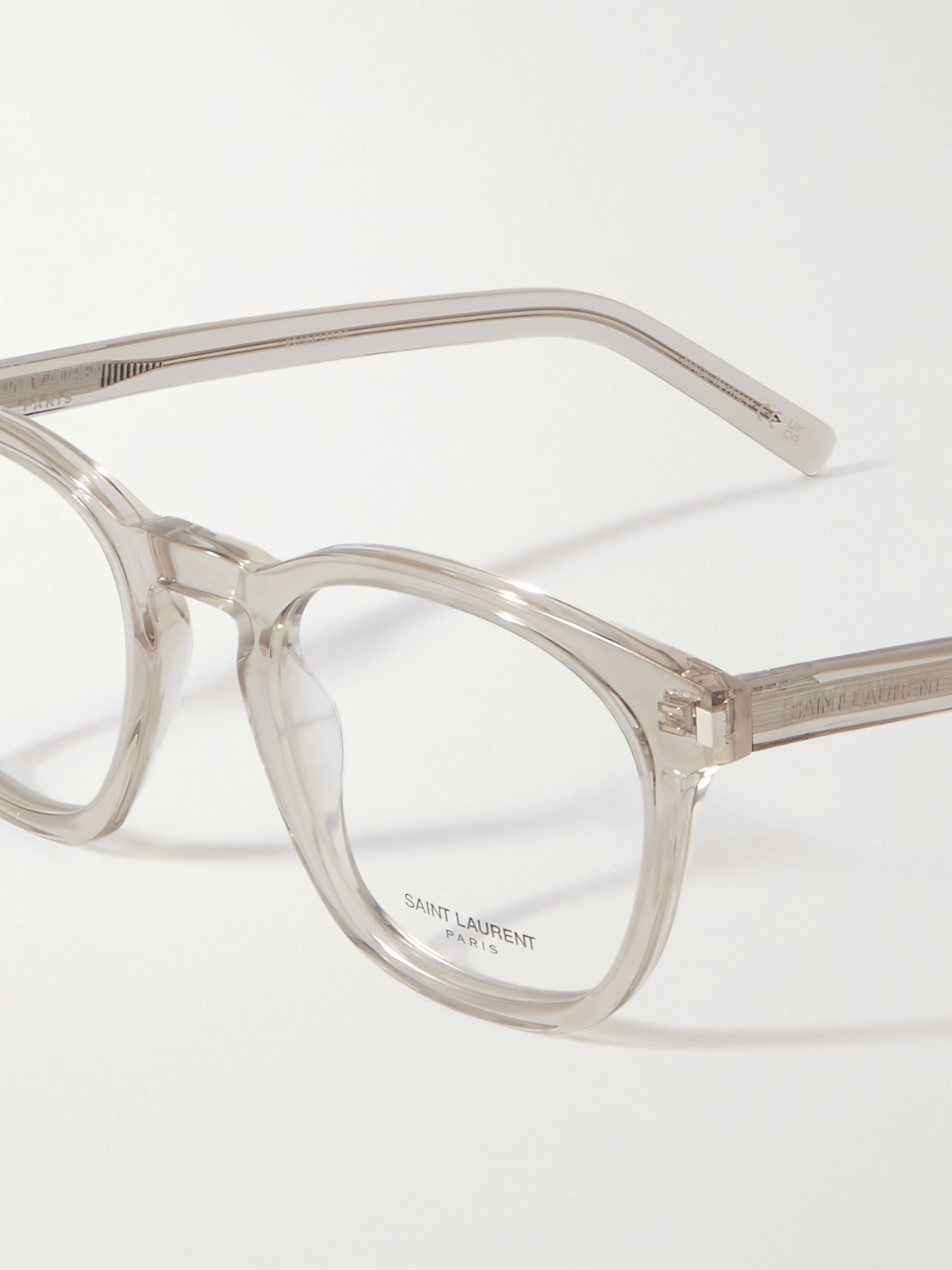 Shop Saint Laurent Round-frame Recycled-acetate Optical Lenses In Neutrals