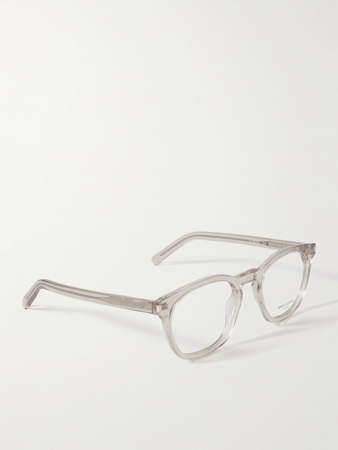 Shop Saint Laurent Round-frame Recycled-acetate Optical Lenses In Neutrals