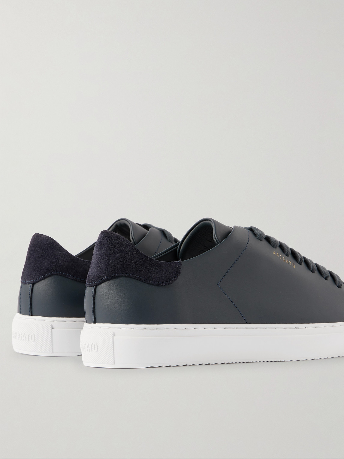 Axel Arigato 90 Clean Black Low Top Sneakers With Logo Lettering On The Side In Leather Man In Blue