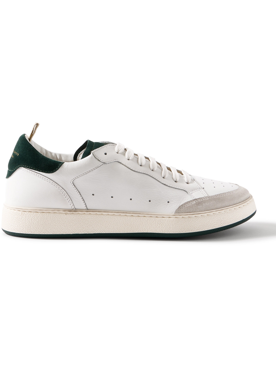 Officine Creative The Answer 001 Distressed Suede-trimmed Leather Sneakers In White