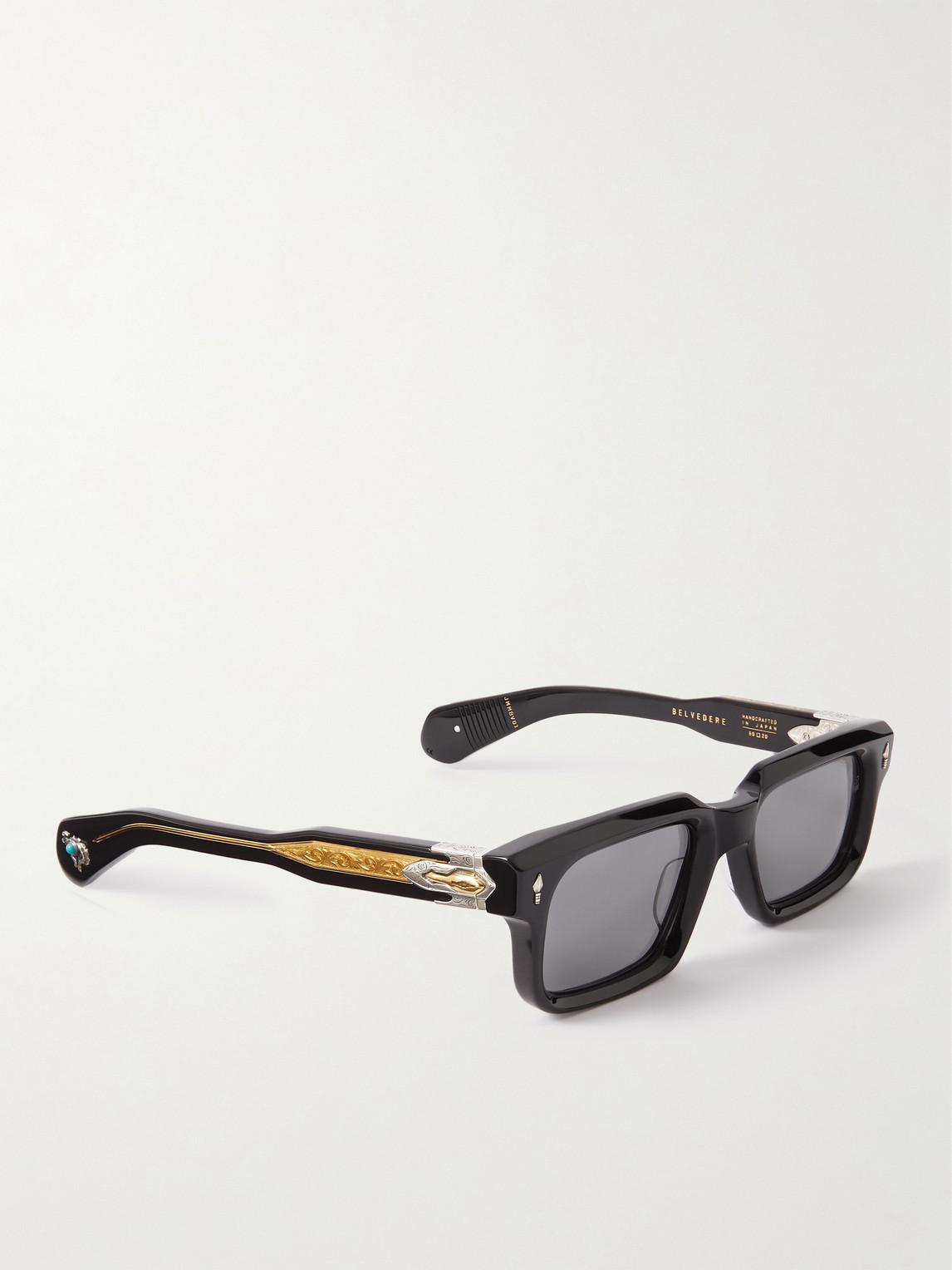Shop Jacques Marie Mage Belvedere Square-frame Acetate And Gold- And Silver-tone Sunglasses In Black
