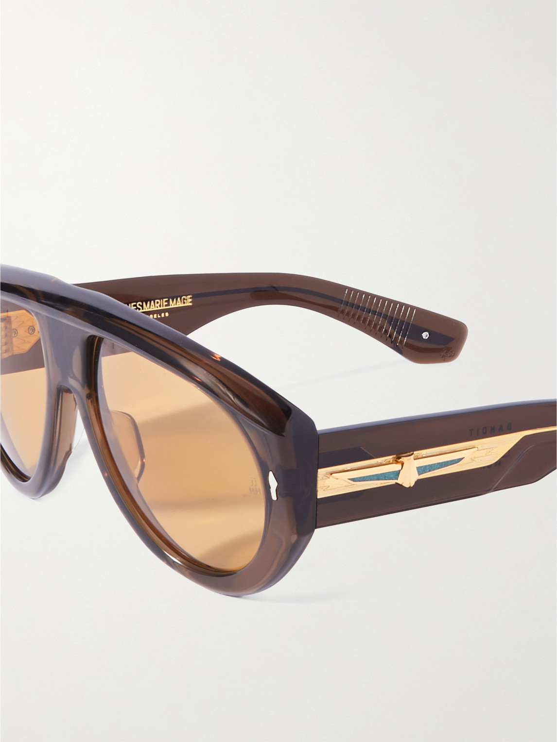 Shop Jacques Marie Mage Bandit Aviator-style Acetate Sunglasses In Brown