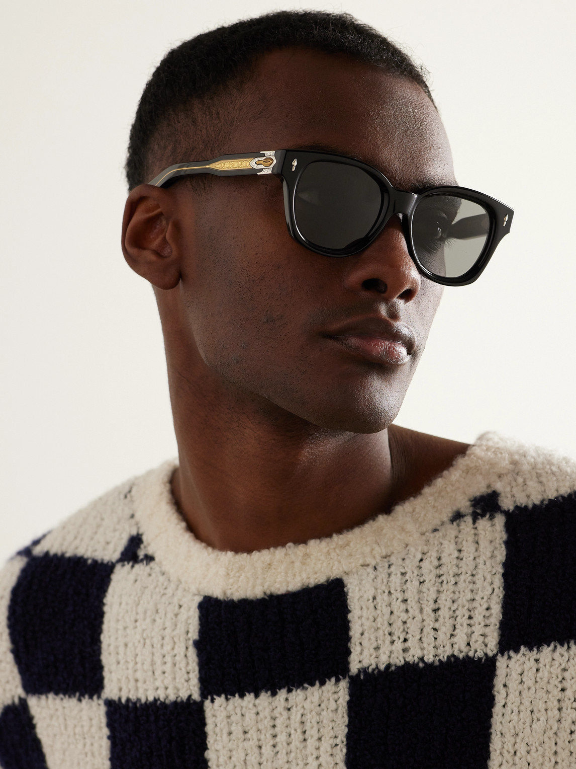 Shop Jacques Marie Mage Mojave D-frame Acetate, Gold And Silver-tone Sunglasses In Black