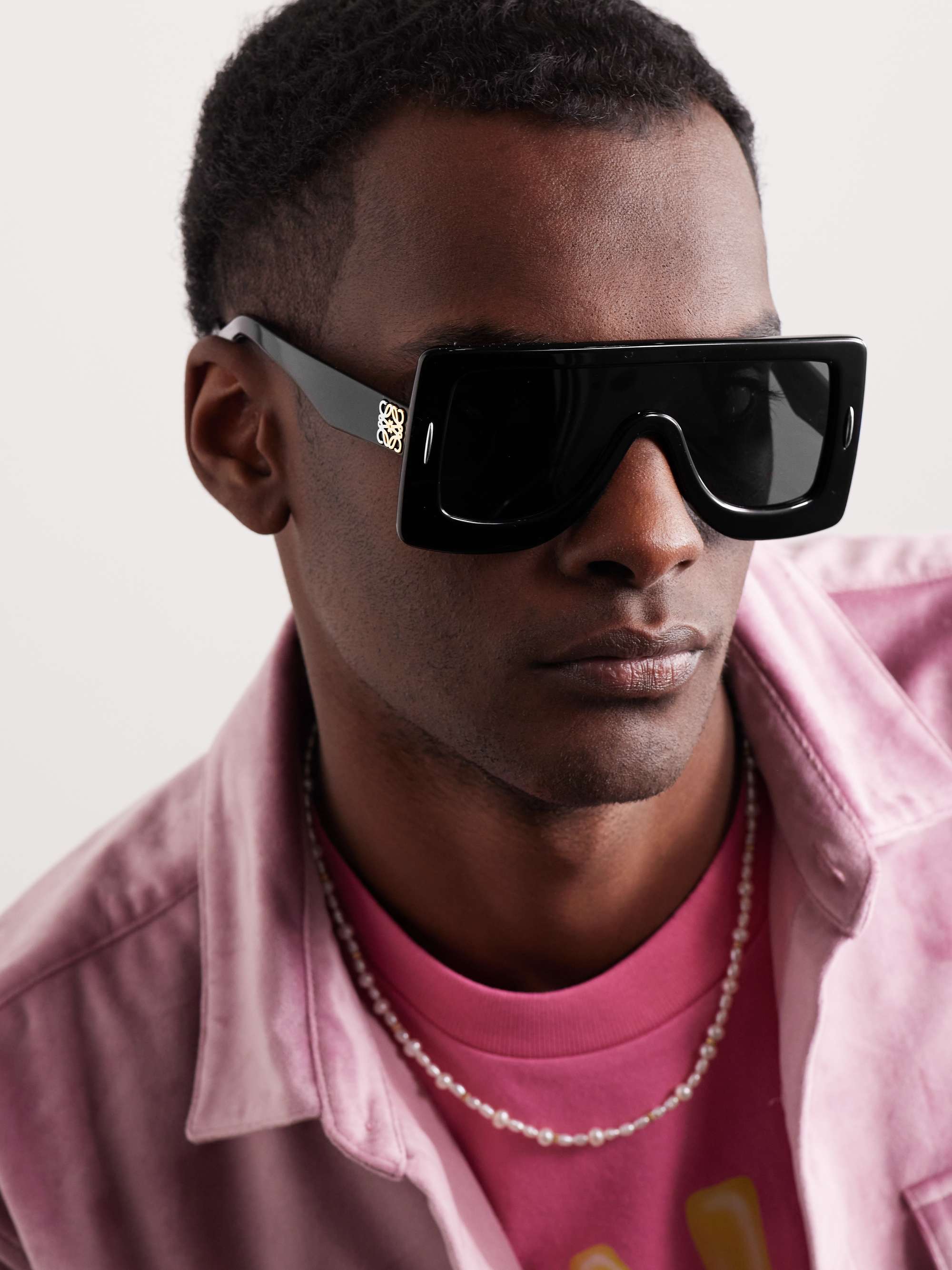 LOEWE EYEWEAR D-Frame Crystal-Embellished Acetate Sunglasses