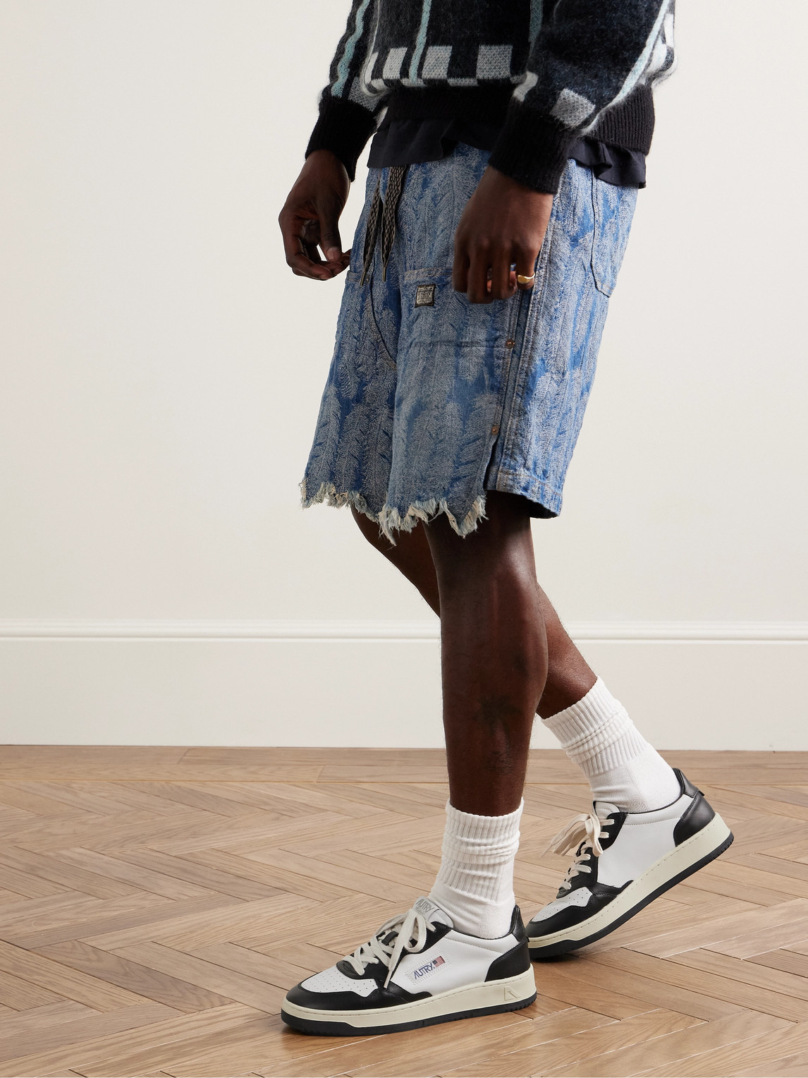 Autry Medalist Low Two Tone Sneakers In White And Mountain Green Leather In White