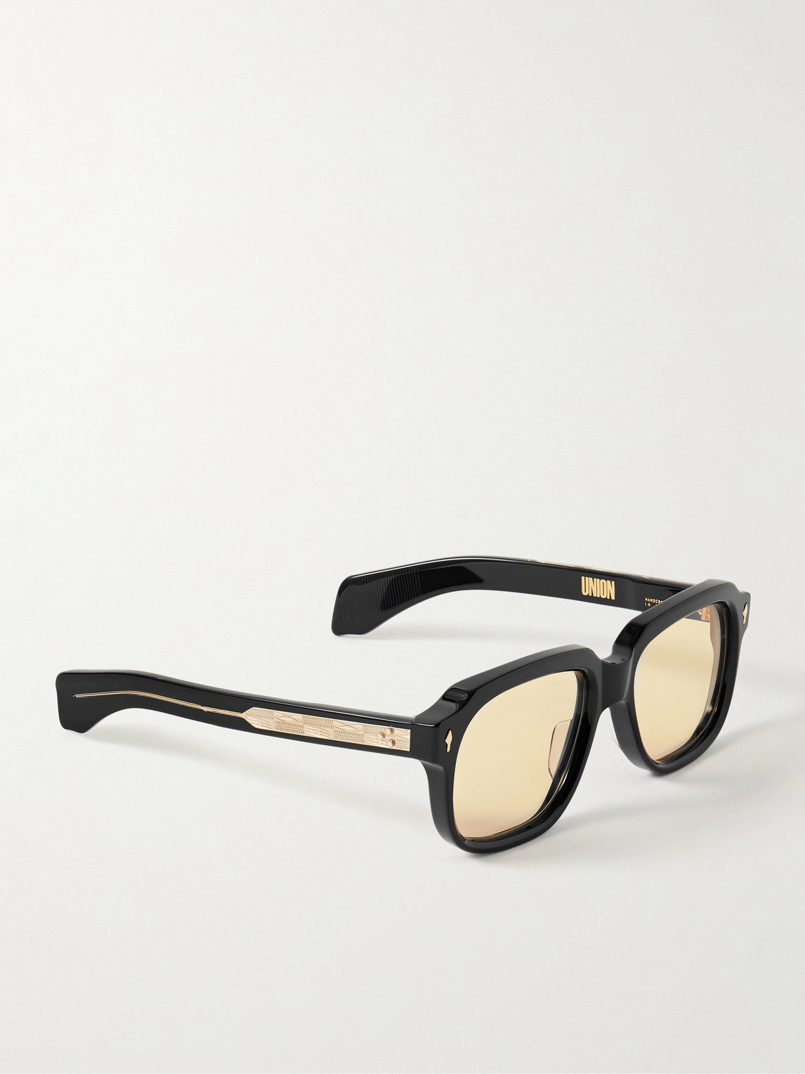 Shop Jacques Marie Mage Union D-frame Acetate And Gold-tone Sunglasses In Black
