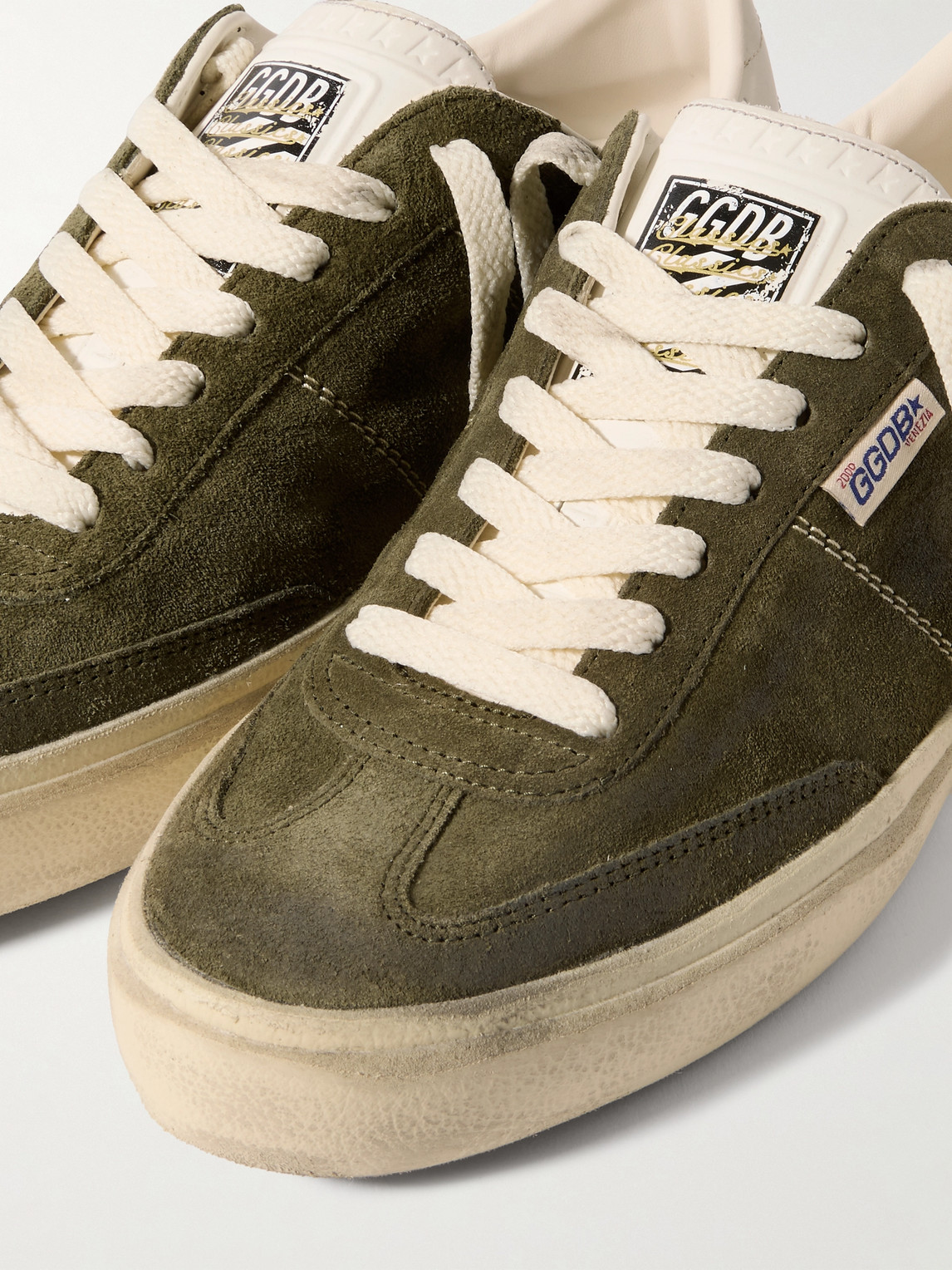 Golden Goose Soul-star Suede Upper Hf Leather Tongue Leather Heel In Green