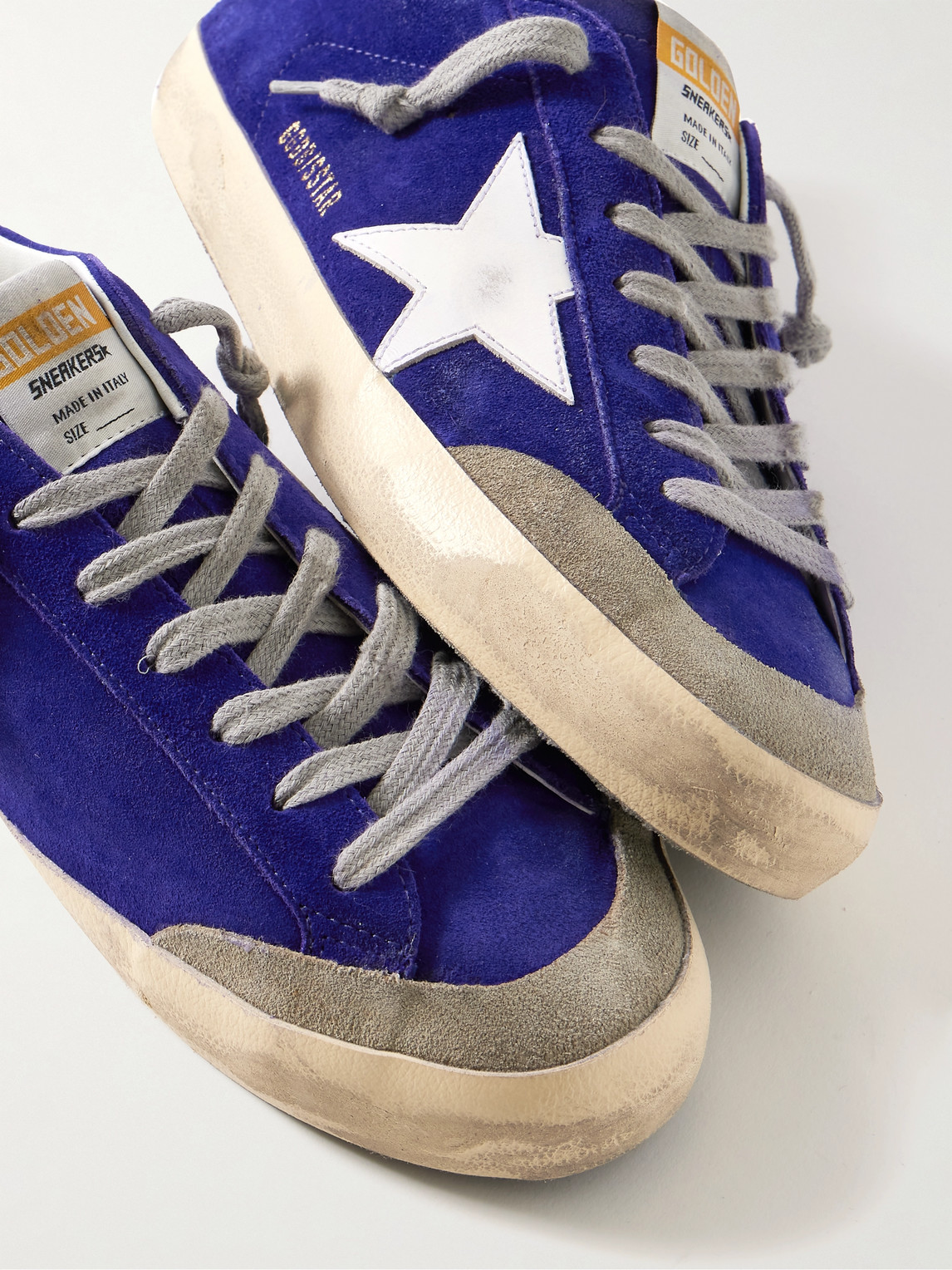 Golden Goose Super-star Suede Upper And Toe Foam Tongue Leather Star Laminated Heel Sneakers Blue In Blue