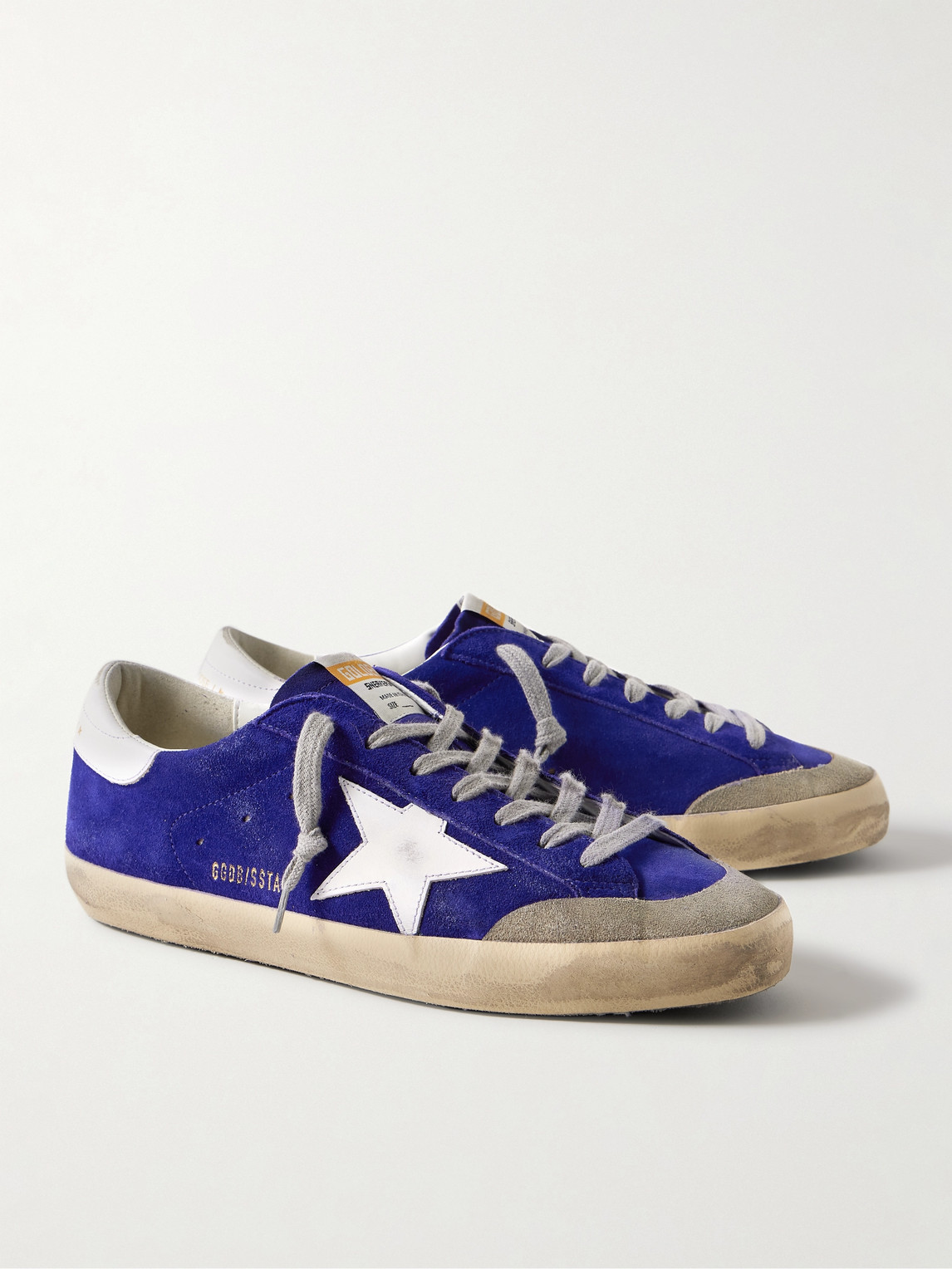 Golden Goose Super-star Suede Upper And Toe Foam Tongue Leather Star Laminated Heel Sneakers Blue In Blue