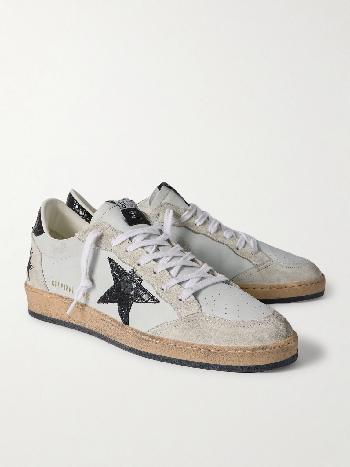 Golden Goose Round Toe Sneakers With Signature Star Patch And Suede Accents In Gray