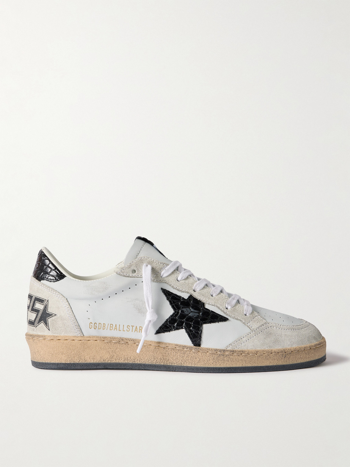 Golden Goose Ball Star Distressed Suede-Trimmed Leather Sneakers - Men