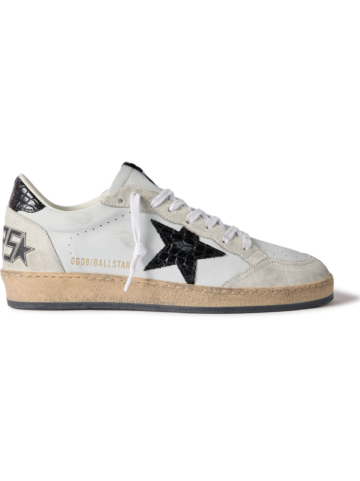 Golden Goose Round Toe Sneakers With Signature Star Patch And Suede Accents In Gray
