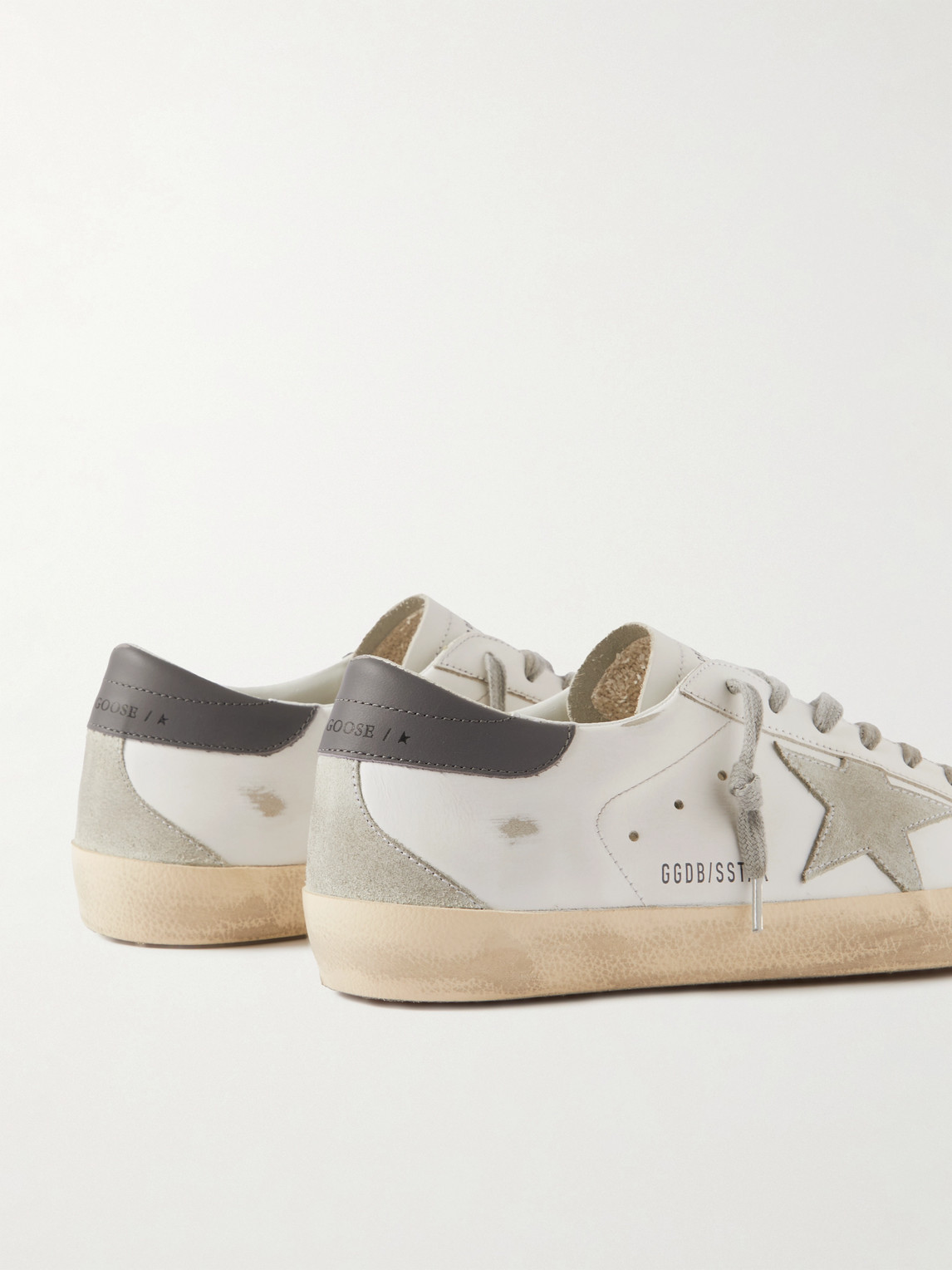 Golden Goose Panelled Sneakers With Signature Star Patch And Distressed Effect In White