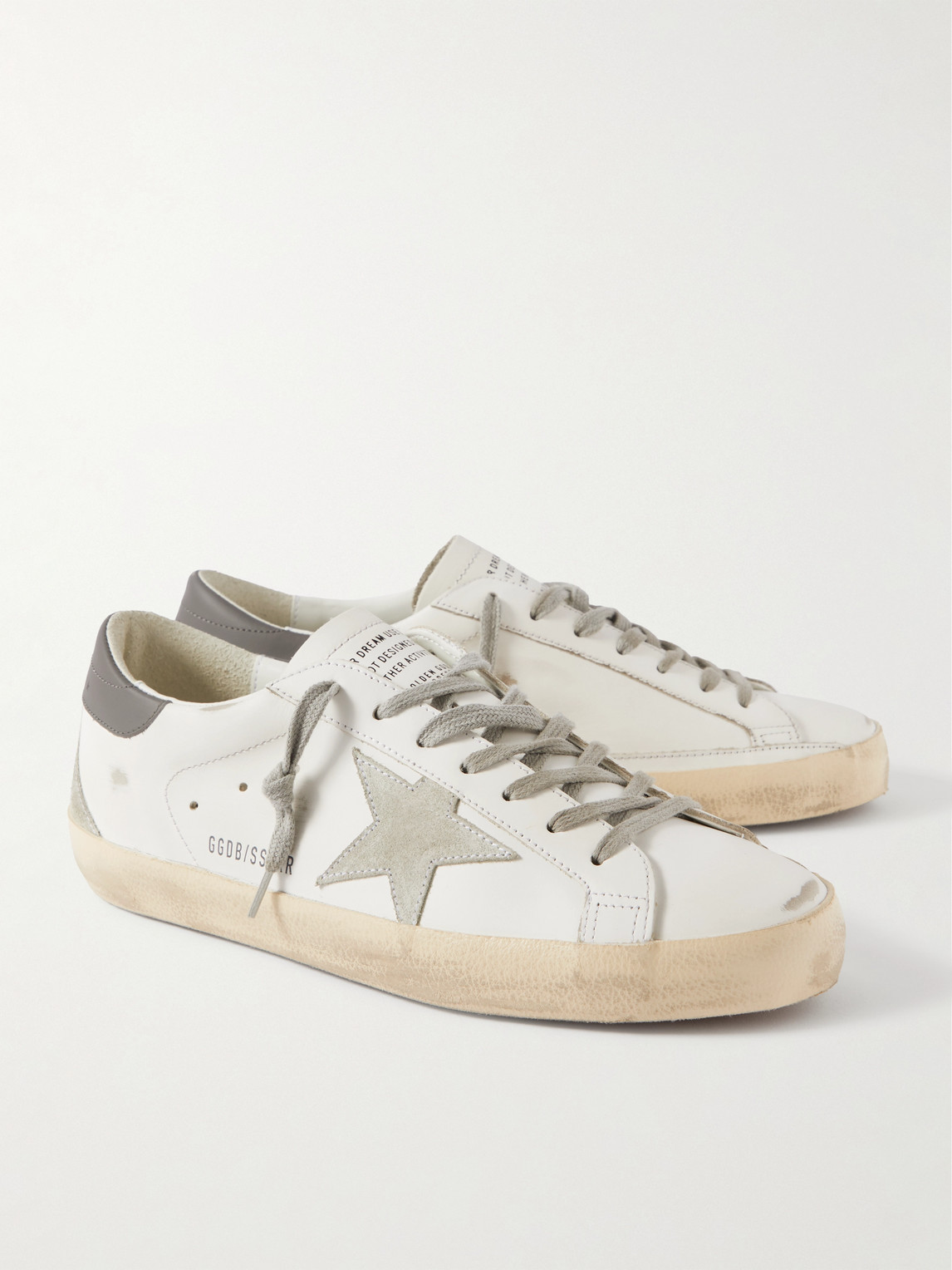 Golden Goose Panelled Sneakers With Signature Star Patch And Distressed Effect In White