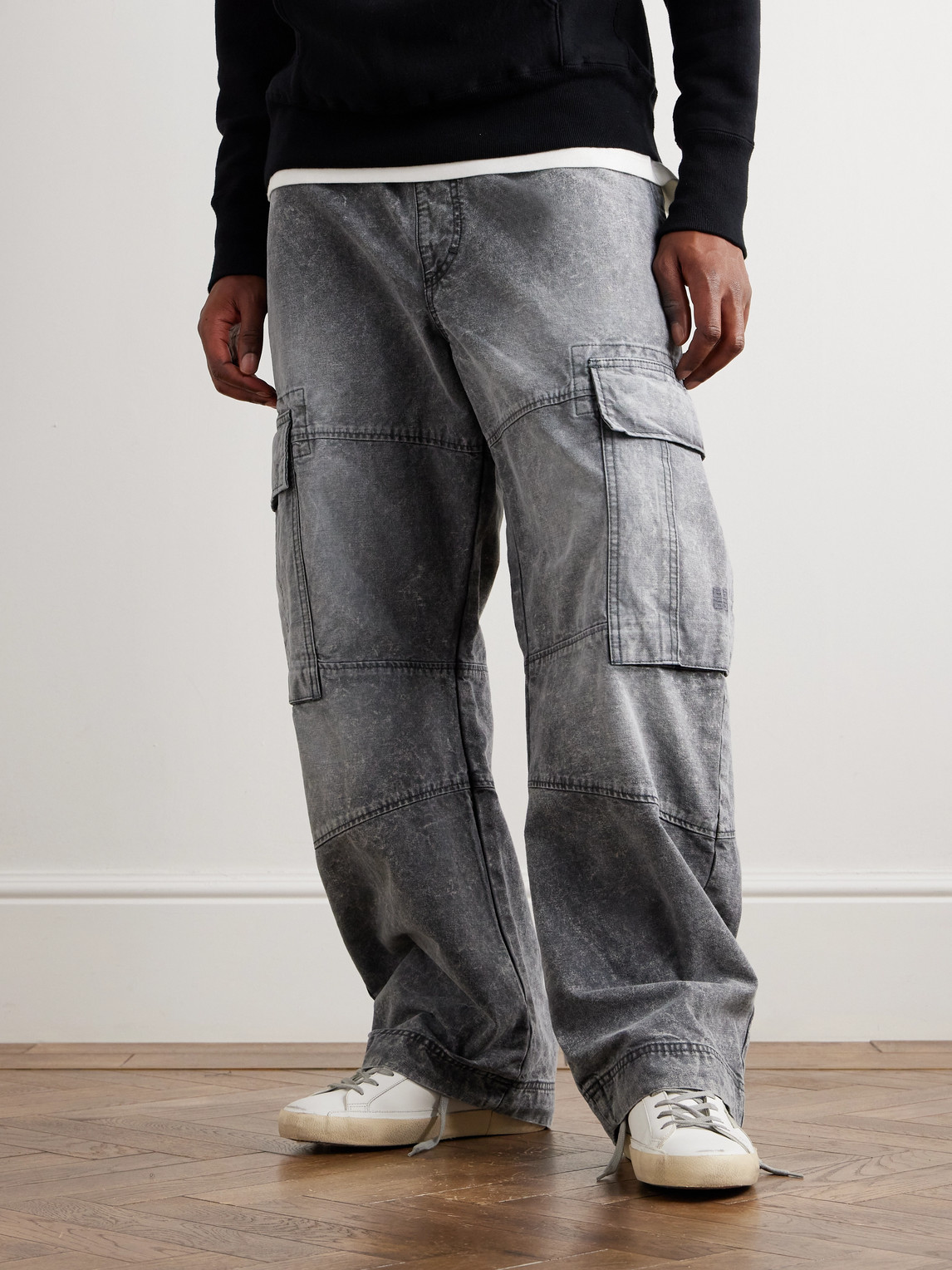 Golden Goose Panelled Sneakers With Signature Star Patch And Distressed Effect In White