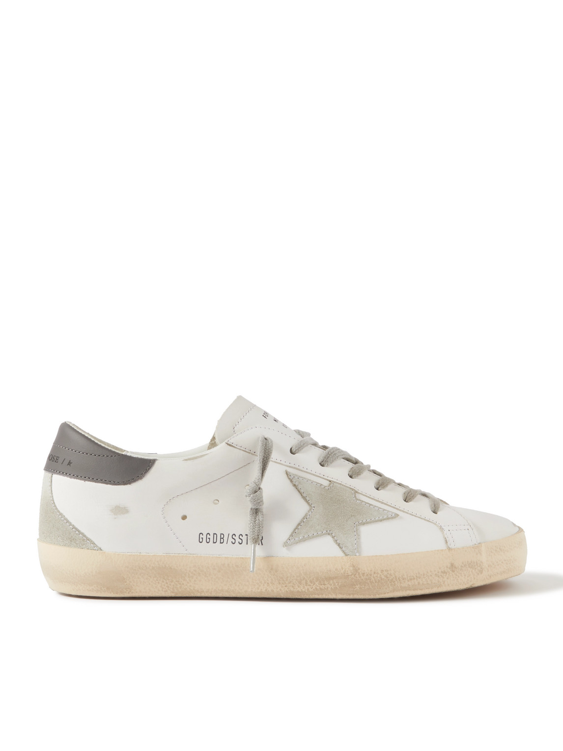 Golden Goose Panelled Sneakers With Signature Star Patch And Distressed Effect In White