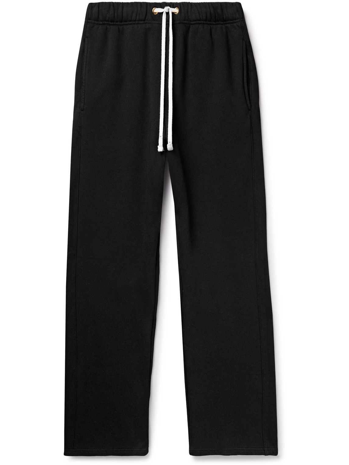 Les Tien Straight-leg Garment-dyed Cotton-jersey Sweatpants In Black