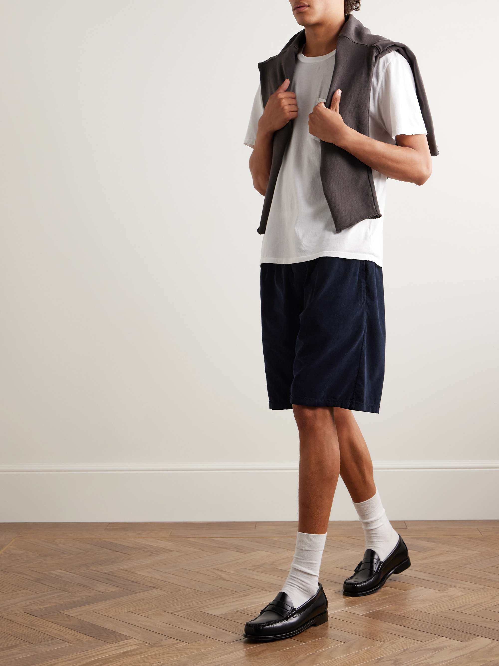LES TIEN Rider Straight-Leg Cotton-Corduroy Shorts for Men